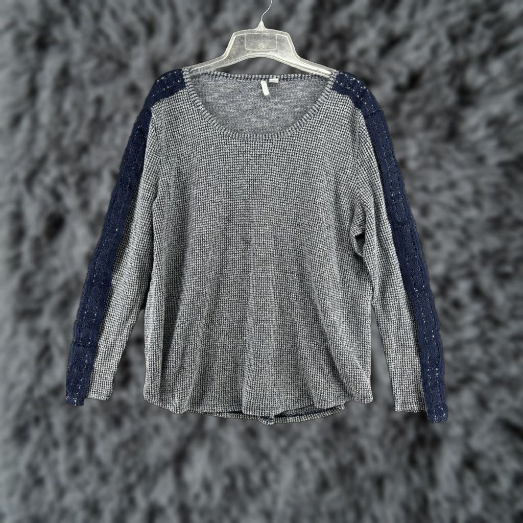 Vintage Cato Sweater Womens XL Gray Knit Blue Floral Lace Fairy Boho Grunge Pullover Knit Tailored Regular Women Casual Size XL / US 12-14 / IT 48-50 - 1 Thumbnail
