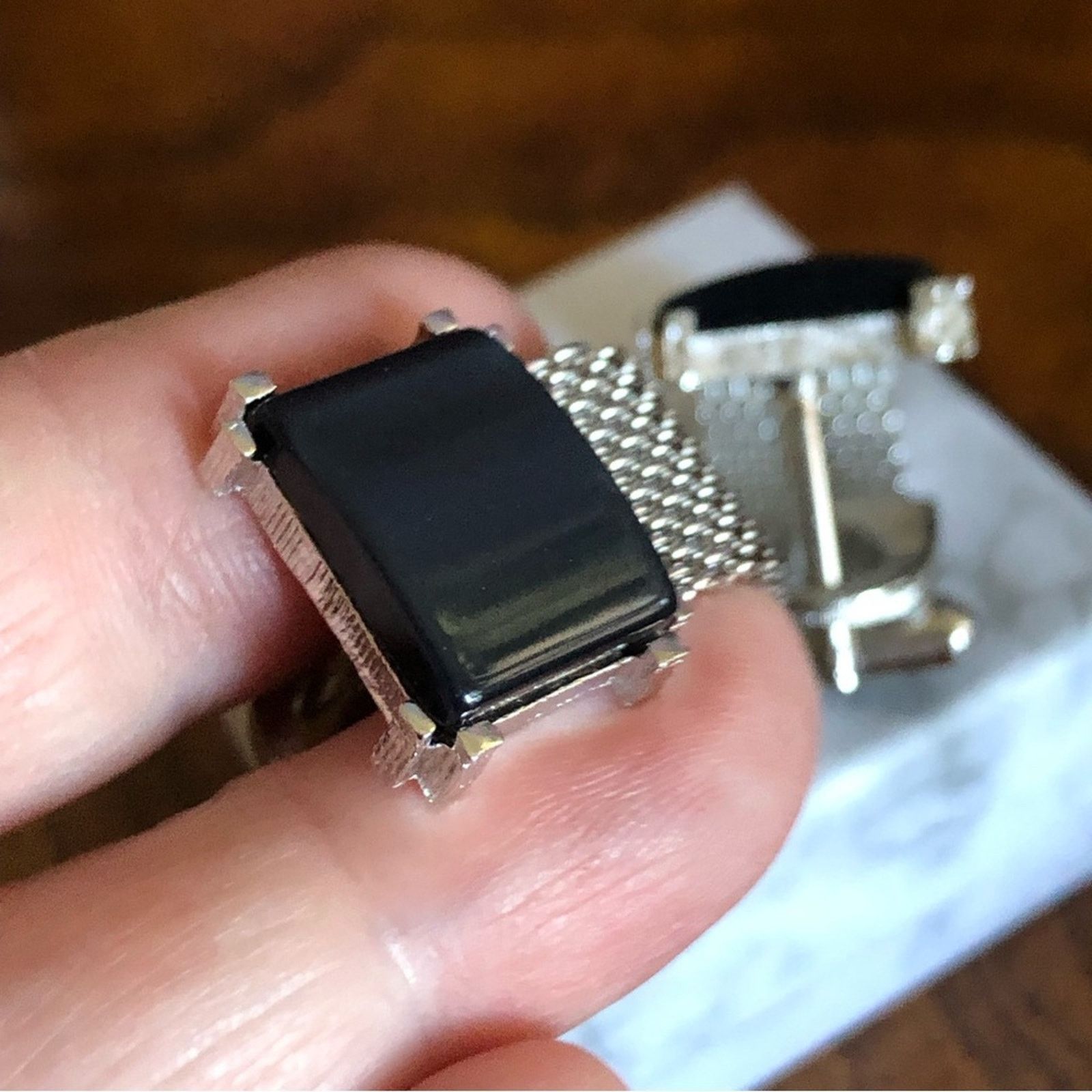 Vintage Vintage Swank hematite silver mesh wrap style cuff links Size ONE SIZE - 7 Thumbnail