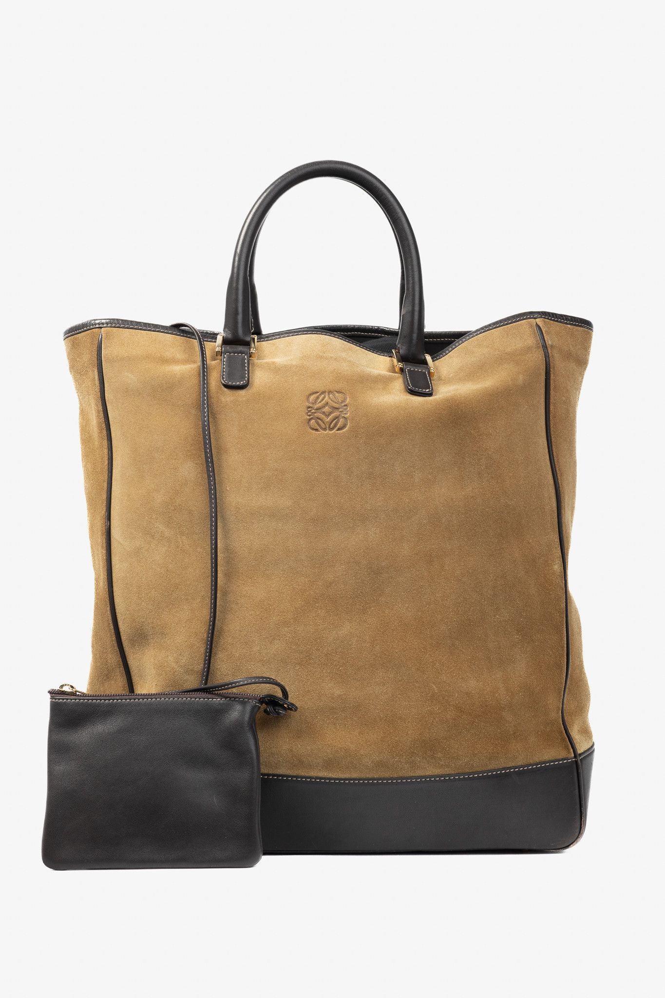 Loewe Loewe Amazona Oro Suede & Marron Leather Tote Bag Size ONE SIZE - 1 Thumbnail
