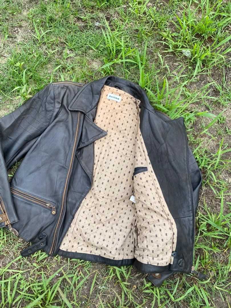 Genuine Leather 90s🔥 Massimo Double Collar Leather Jacket Punk Style Size US S / EU 44-46 / 1 - 7 Thumbnail