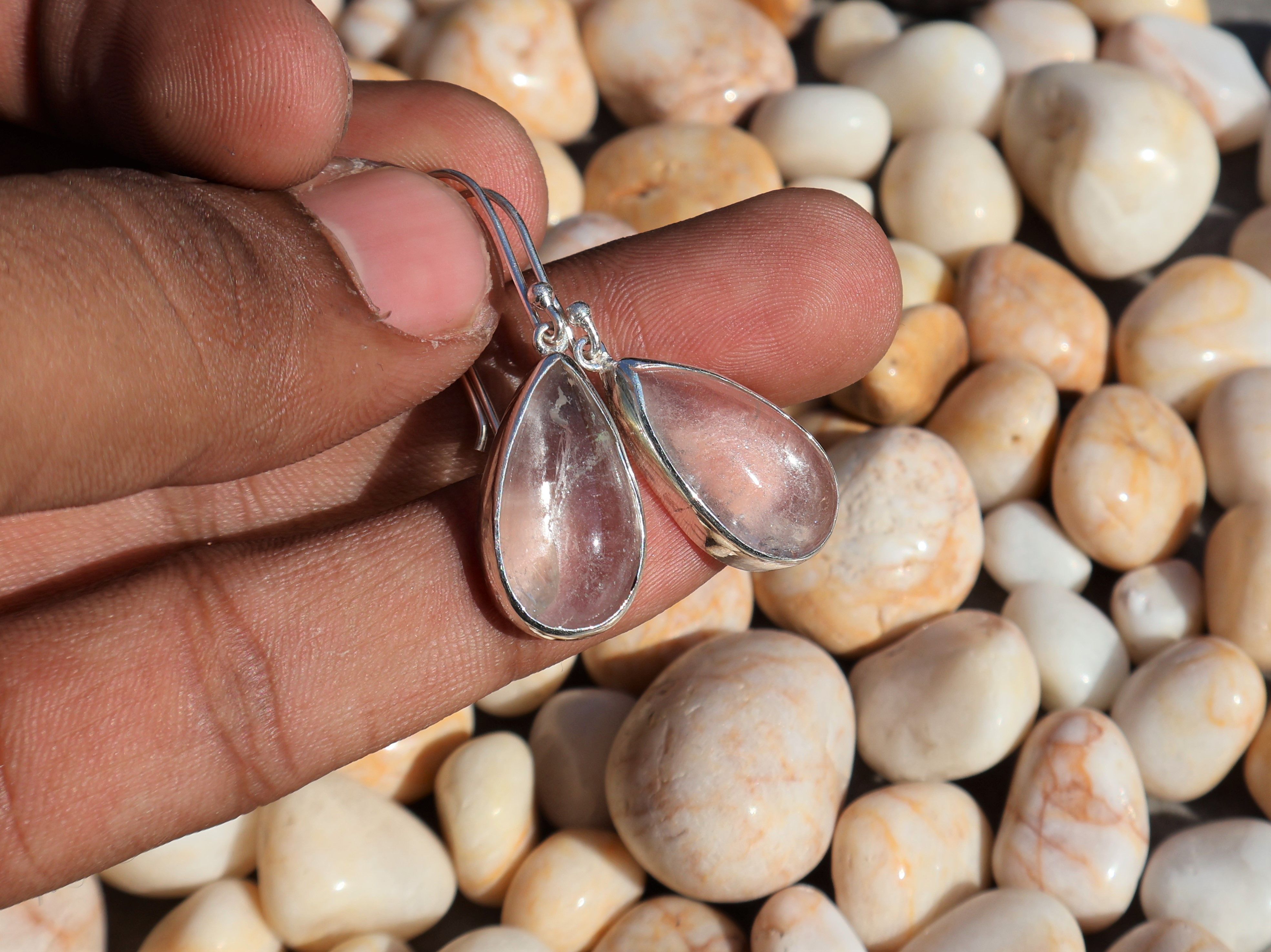 Handmade Crystal Quartz Earrings, Sterling Silver Handmade Earring, Size ONE SIZE - 7 Thumbnail