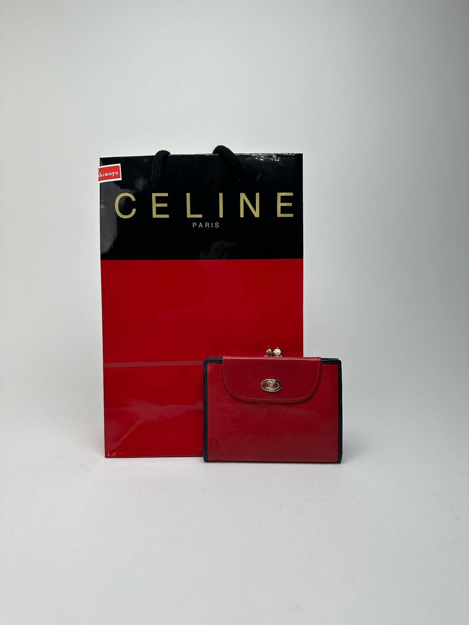 Celine Vintage Paris Monogram Leather wallet red Size ONE SIZE - 1 Thumbnail