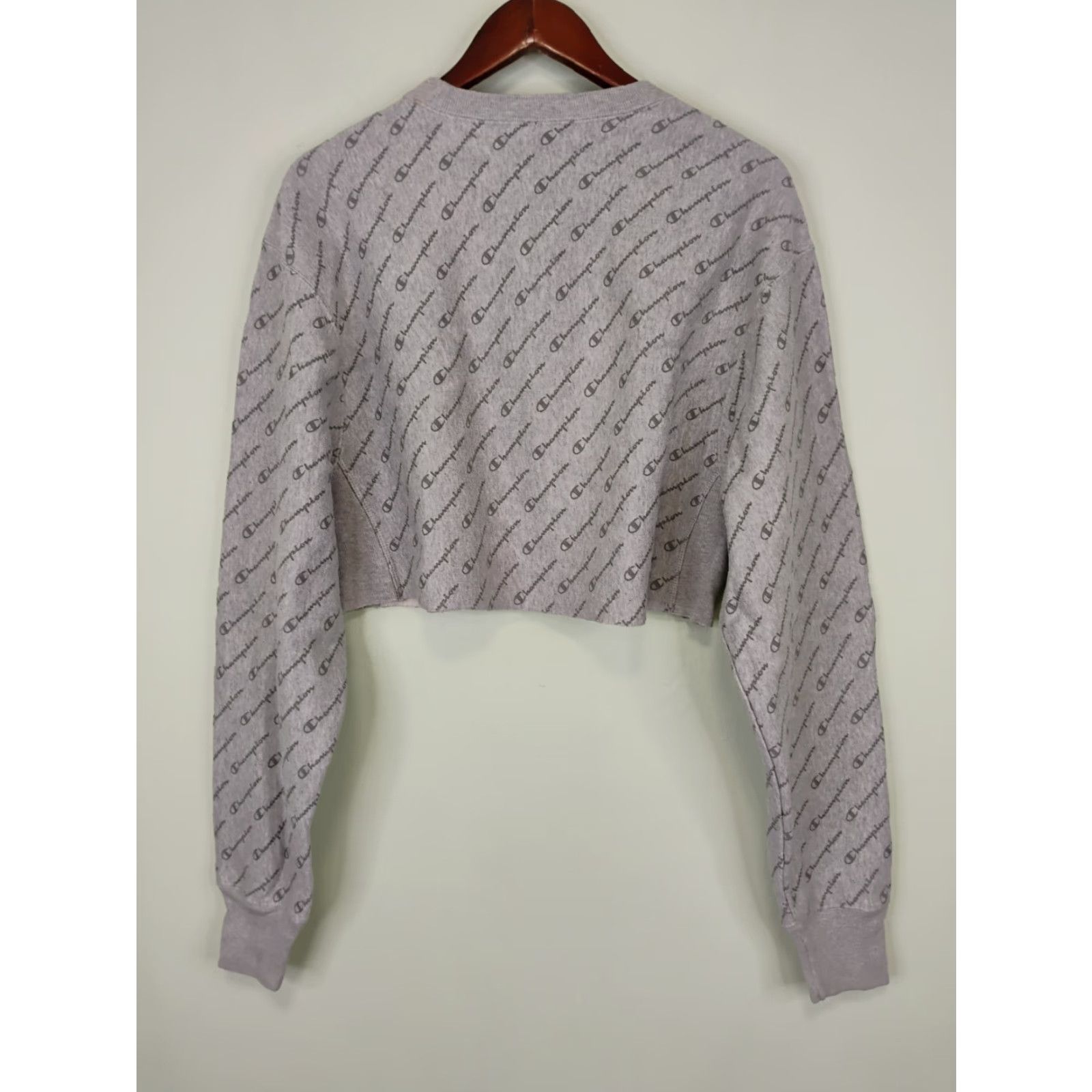 Champion Champion Reverse Weave Crop Sweatshirt Women Adult Medium Gray Spellout Pullover Size M / US 6-8 / IT 42-44 - 3 Thumbnail