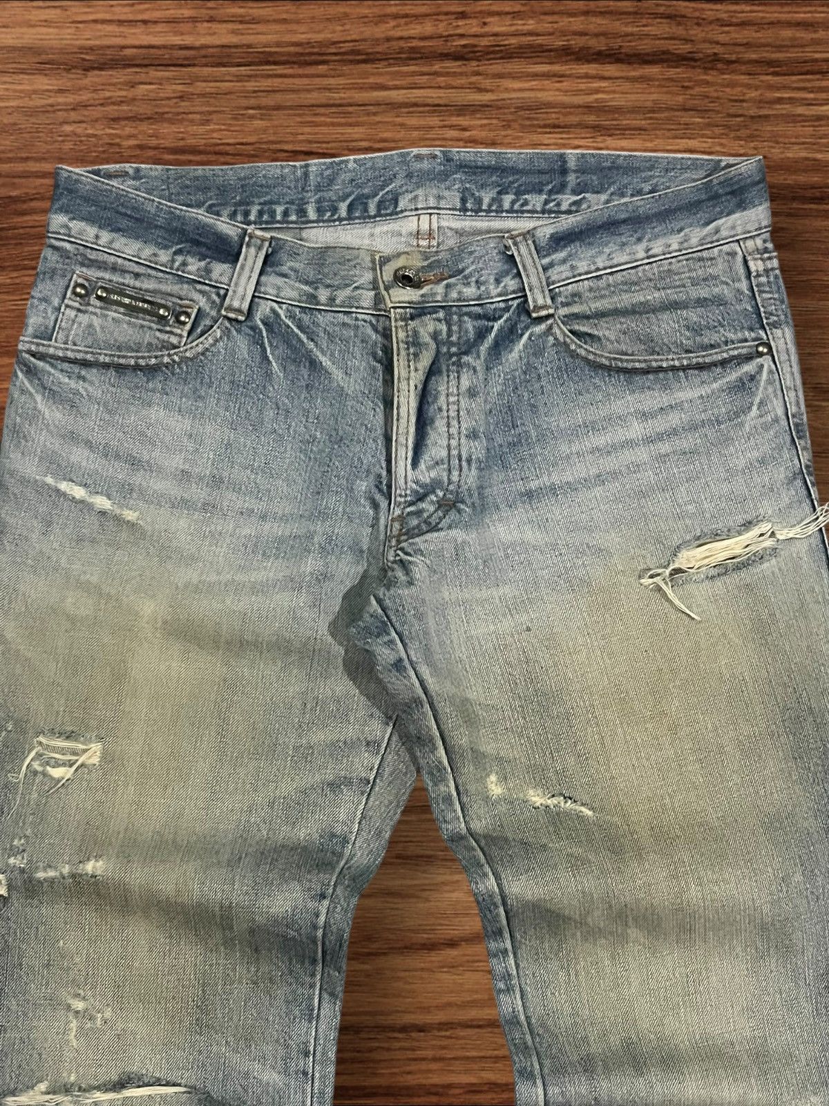 5351 POUR LES HOMMES ⚡️Flare⚡️5351 Pour Les Hommes Distressed Clawmark Flare Jeans Size US 34 / EU 50 - 5 Thumbnail