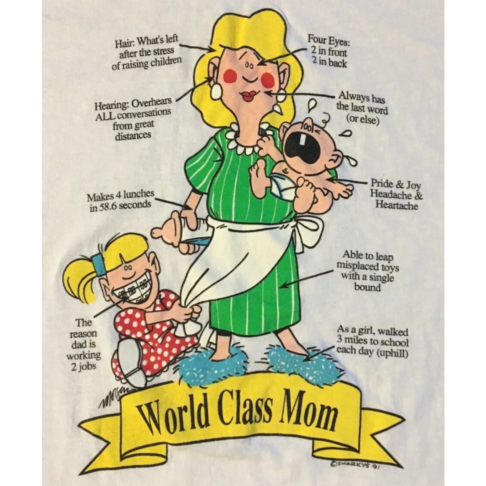 Vintage VINTAGE Anatomy Of Mom T-Shirt L USA White 90s 80s Funny Cartoon Dad Son Grunge Single Stitch USA Humor Joke Graphic Tee Mens Boys Size US L / EU 52-54 / 3 - 2 Thumbnail