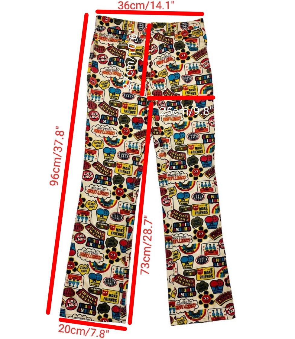 Japanese Brand Vintage Y2K CHEEKYLIBERI Pop Art Emoji AOP Jeans Pants Size 28" / US 6 / IT 42 - 3 Thumbnail