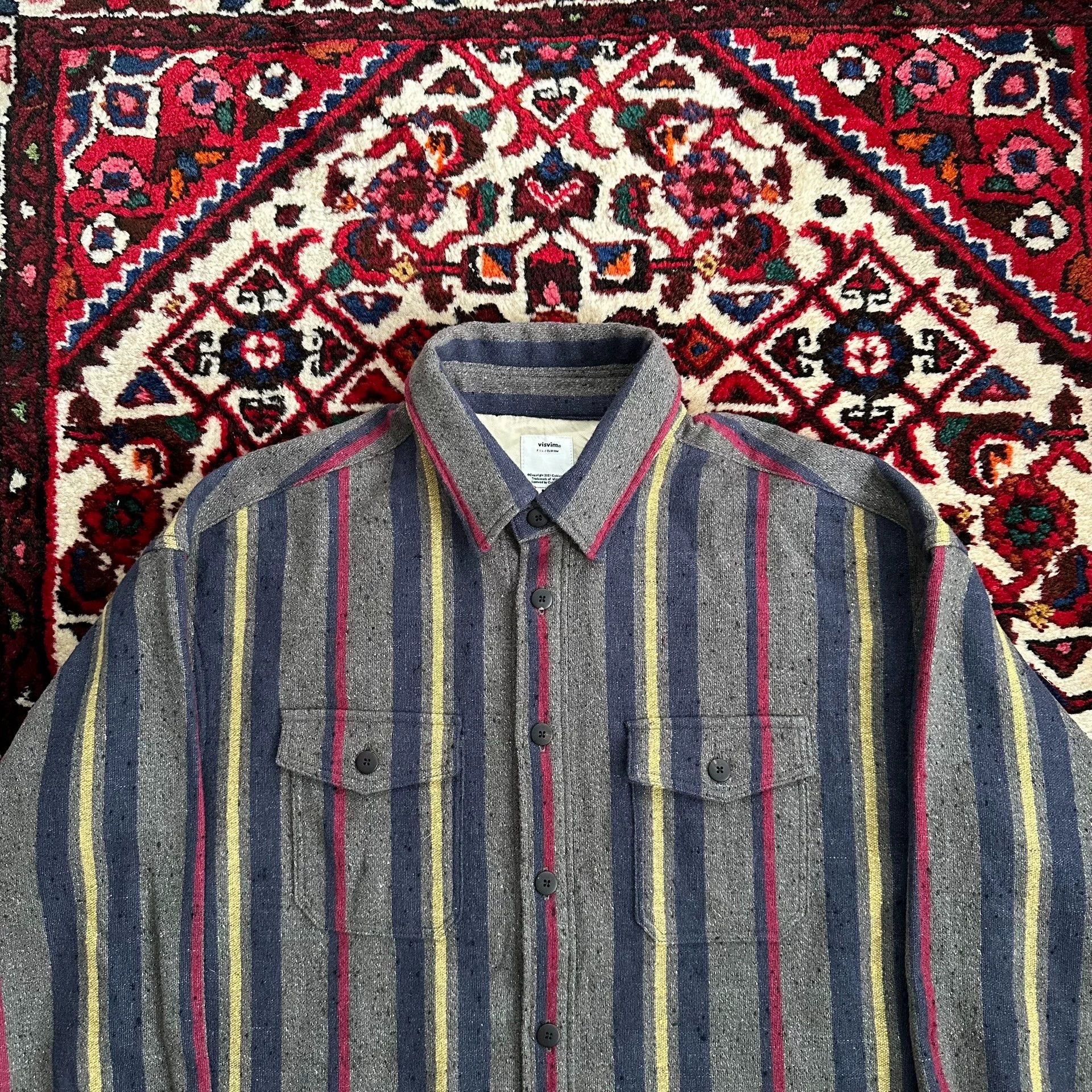 Visvim VISVIM 22AW LUMBER L/S MAYAN 3 Wool Stripe Shirt Size US L / EU 52-54 / 3 - 4 Thumbnail