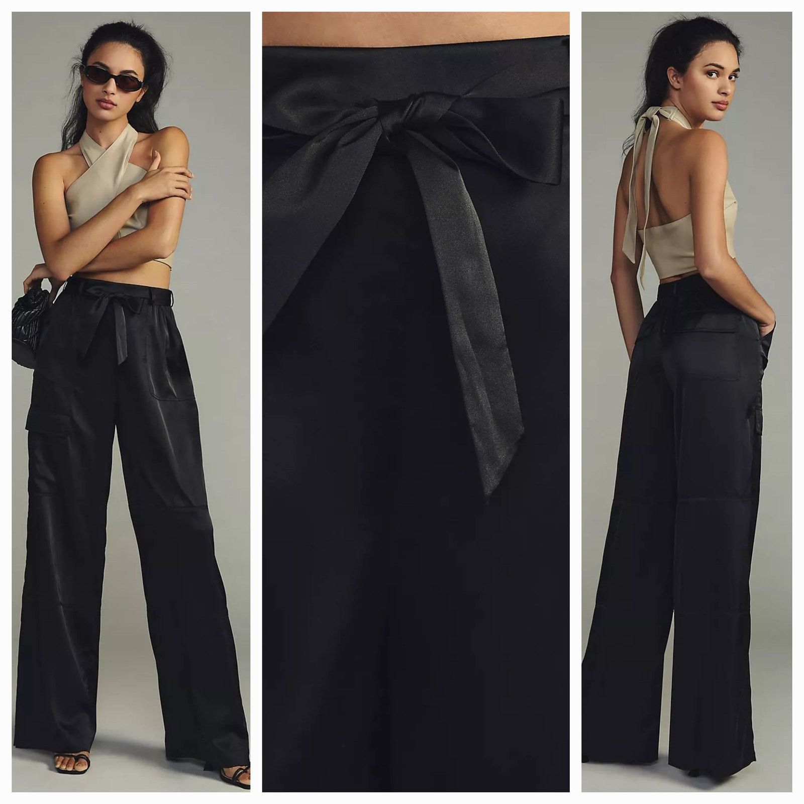 Anthropologie New Anthropologie Hutch Satin Utility Pants $148 SMALL Black Size 27" / US 4 / IT 40 - 1 Thumbnail