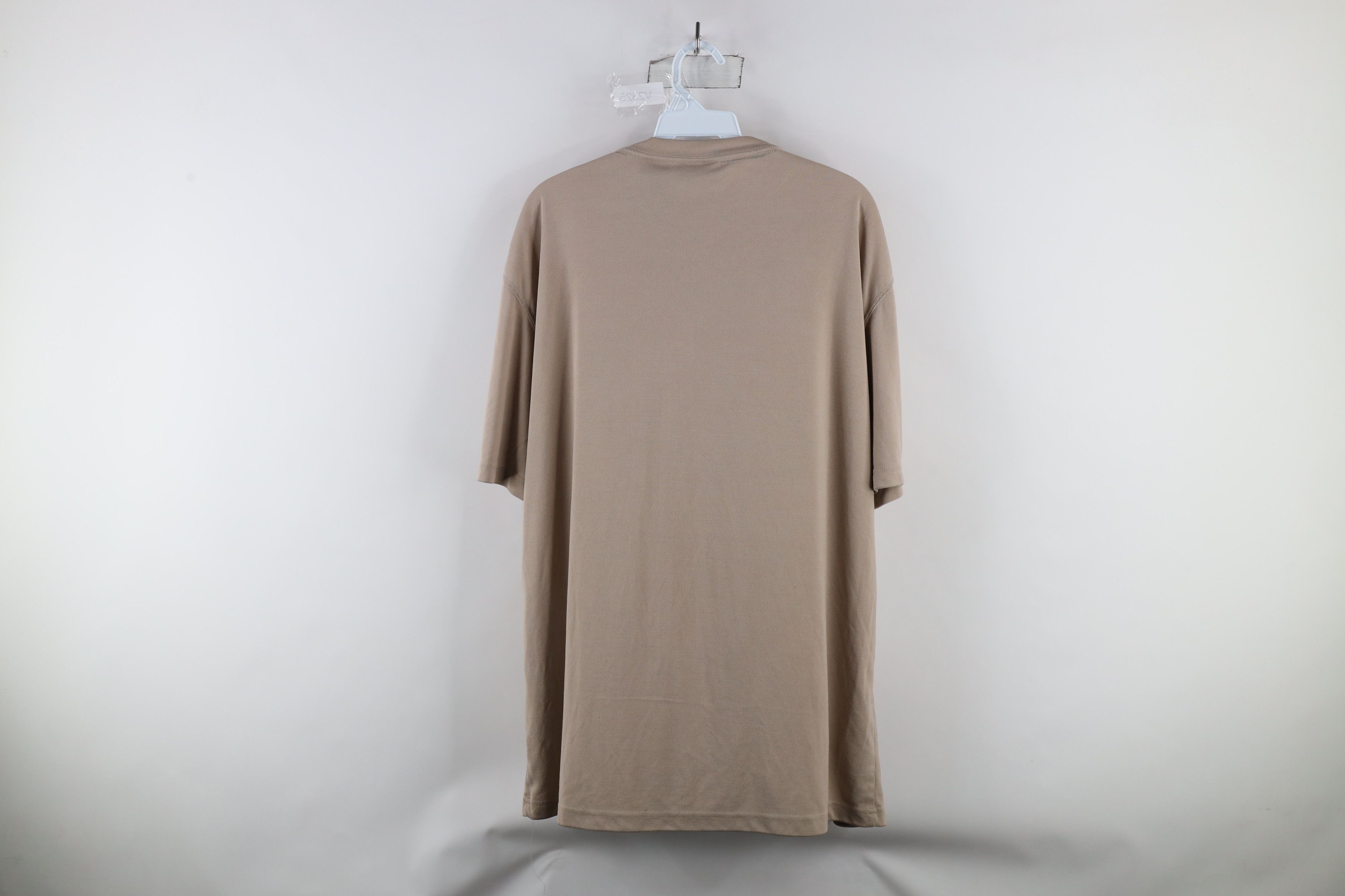Vintage Vintage 90s Streetwear Blank Ribbed Knit T-Shirt Beige Size US L / EU 52-54 / 3 - 10 Thumbnail