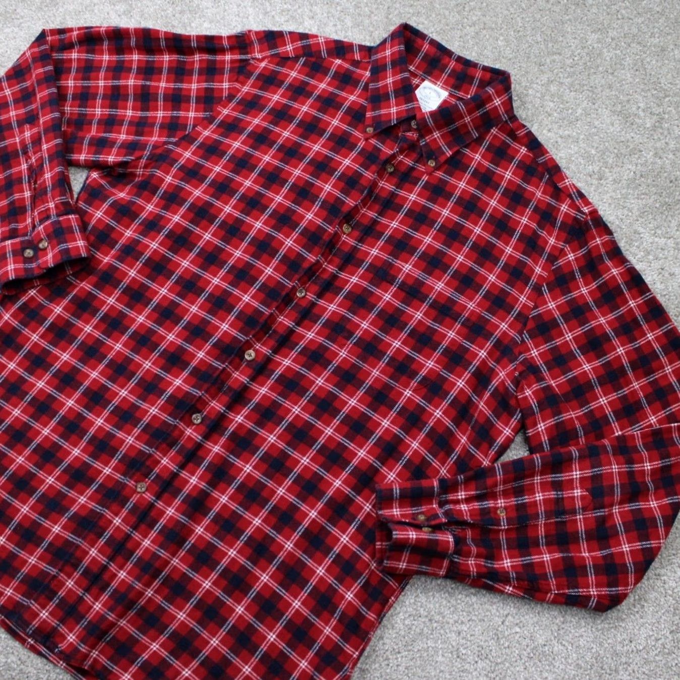 Brooks Brothers Brooks Brothers Regent Flannel Shirt Mens Large Red/Black Buffalo Plaid Cotton Shirt Size US L / EU 52-54 / 3 - 3 Thumbnail