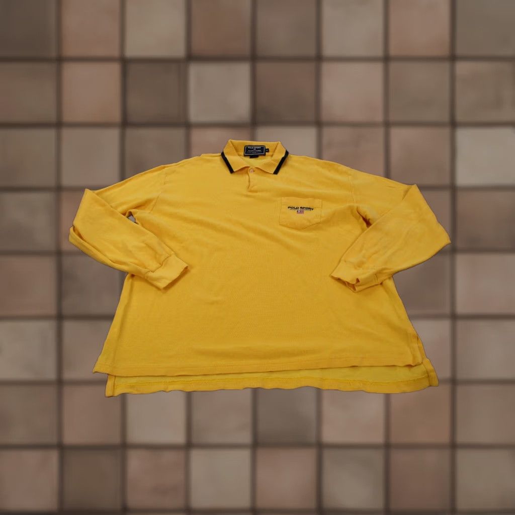 Vintage Vintage Polo Ralph Lauren Shirt Polo Mens XL Yellow Cotton Knit Logo 90s USA Classic Stretch Polo Sport Colar Spread Button Casual Size US XL / EU 56 / 4 - 1 Thumbnail