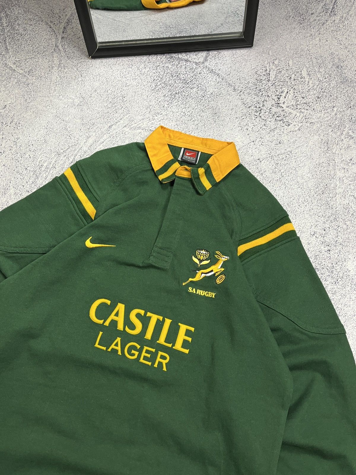 Nike × Vintage Vintage Nike Rugby Shirt Castle Lager South Africa Rugby Size US L / EU 52-54 / 3 - 5 Thumbnail