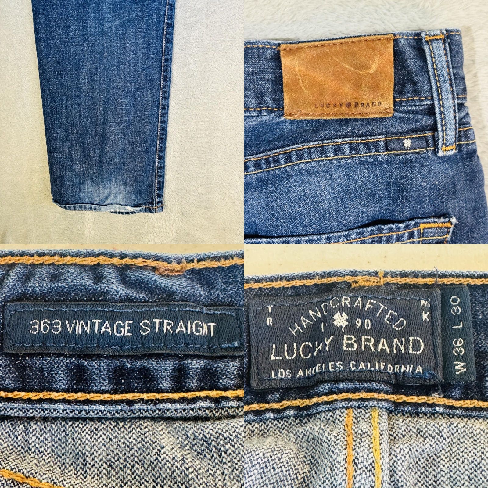 Lucky Brand Lucky Brand 363 Vintage Straight Jeans Mens 36x30 Blue Medium Wash Relaxed Denim logo patch 5-Pocket Zip Fly Regular Inseam 30 Size US 36 / EU 52 - 8 Thumbnail