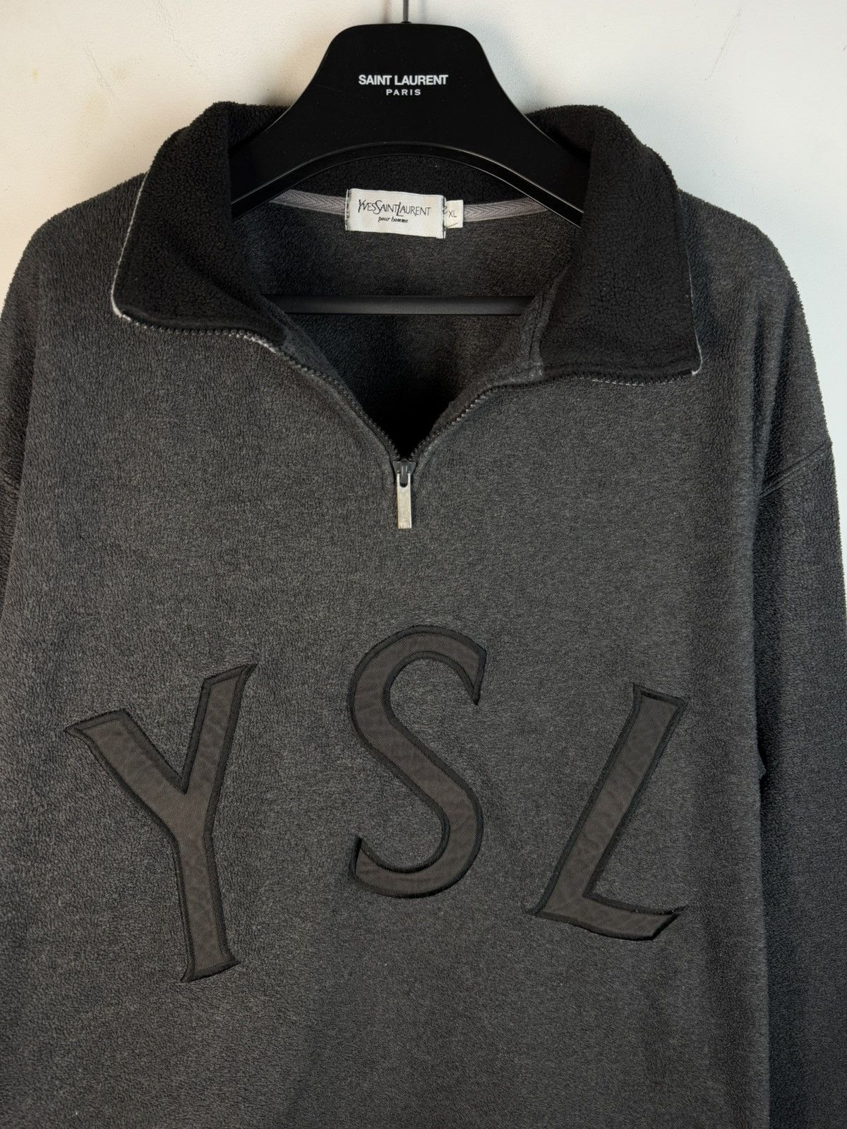 Yves Saint Laurent Fleece YSL Sweatshirt 1/4 Quarter Zip Up Logo Sweater Y2k Size US XL / EU 56 / 4 - 9 Thumbnail