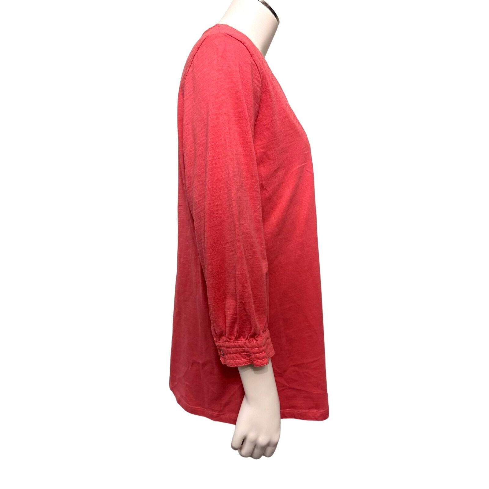 Haband Adrian Delafield Salmon Pink Cotton Tunic Top With Button Fr Size L / US 10 / IT 46 - 6 Thumbnail