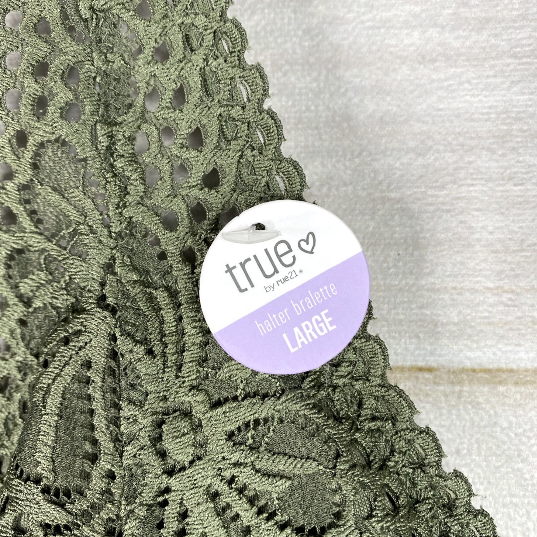 Vintage Rue21 Bralette Women's Size Large Green Floral Print Lace Pullover Bra NWT Size ONE SIZE - 4 Thumbnail
