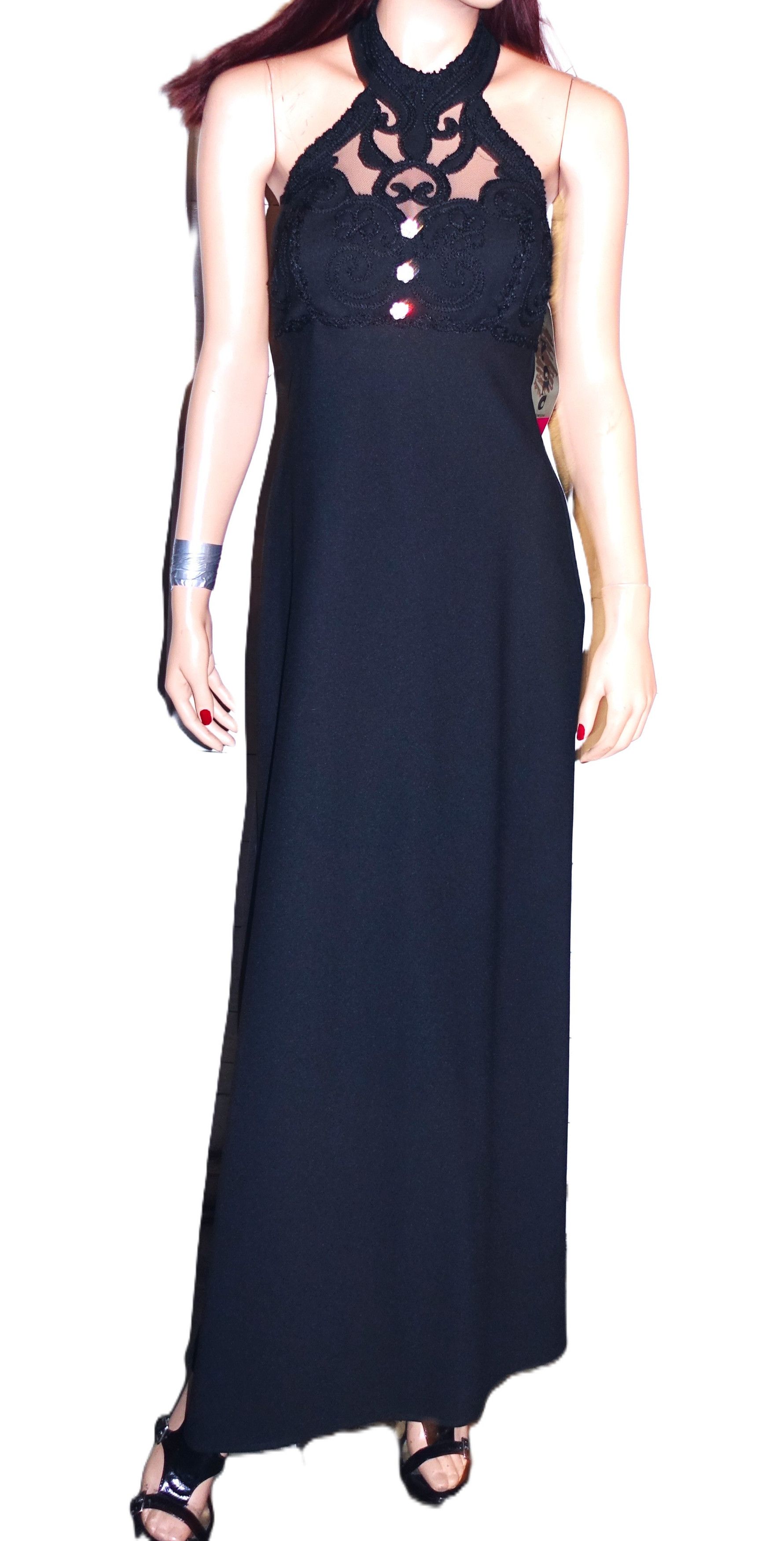 Vintage Vintage L.A. Glo Black Embroidered Bodice Maxi Dress 5/6 NWT Size M / US 6-8 / IT 42-44 - 2 Thumbnail