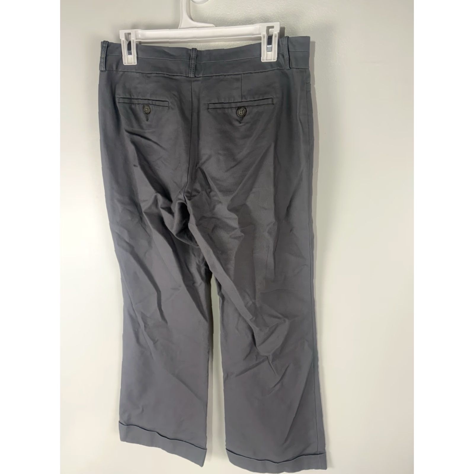 Banana Republic Banana Republic Women's Wide Leg Cuffed Dress Pants Size 8P Gray Cotton Spandex Business Casual Size 30" / US 8 / IT 44 - 4 Thumbnail