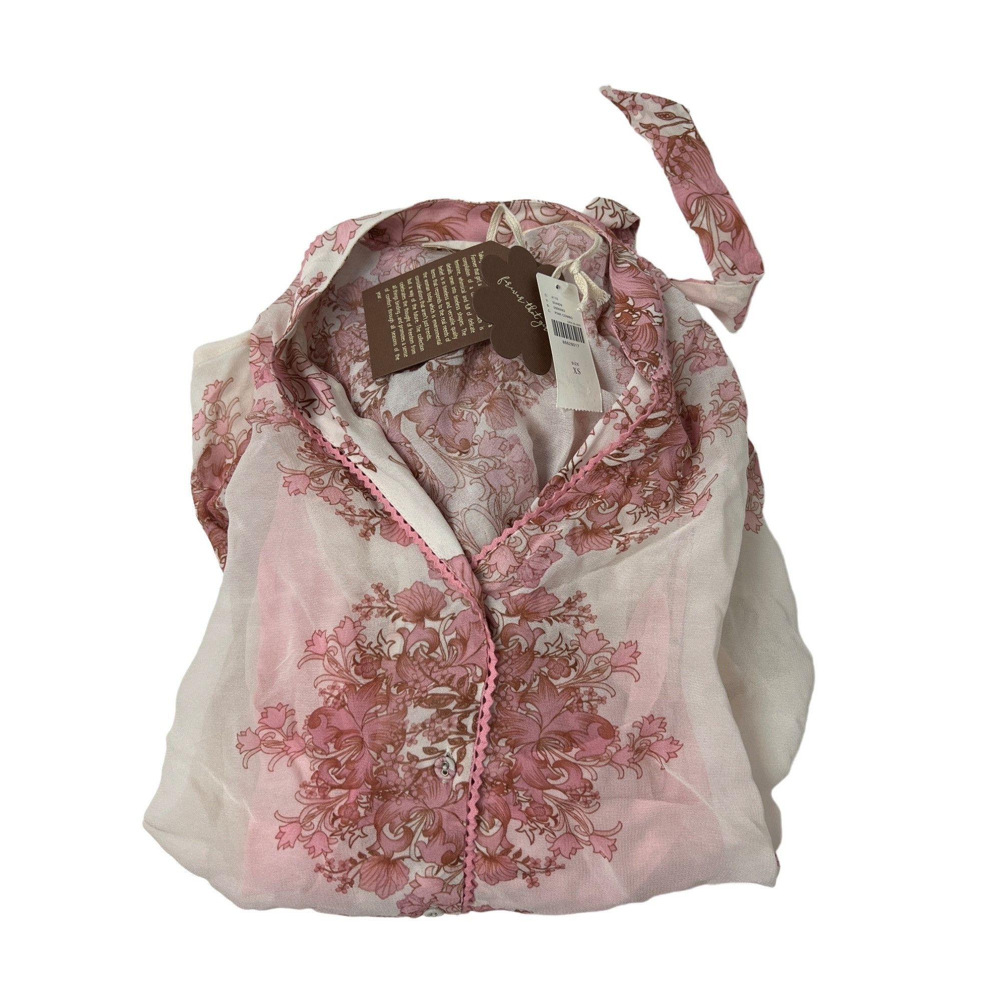 Anthropologie Anthropologie Sheer Ivory Rose Pink Floral Femme Blouse Size XS / US 0-2 / IT 36-38 - 9 Thumbnail