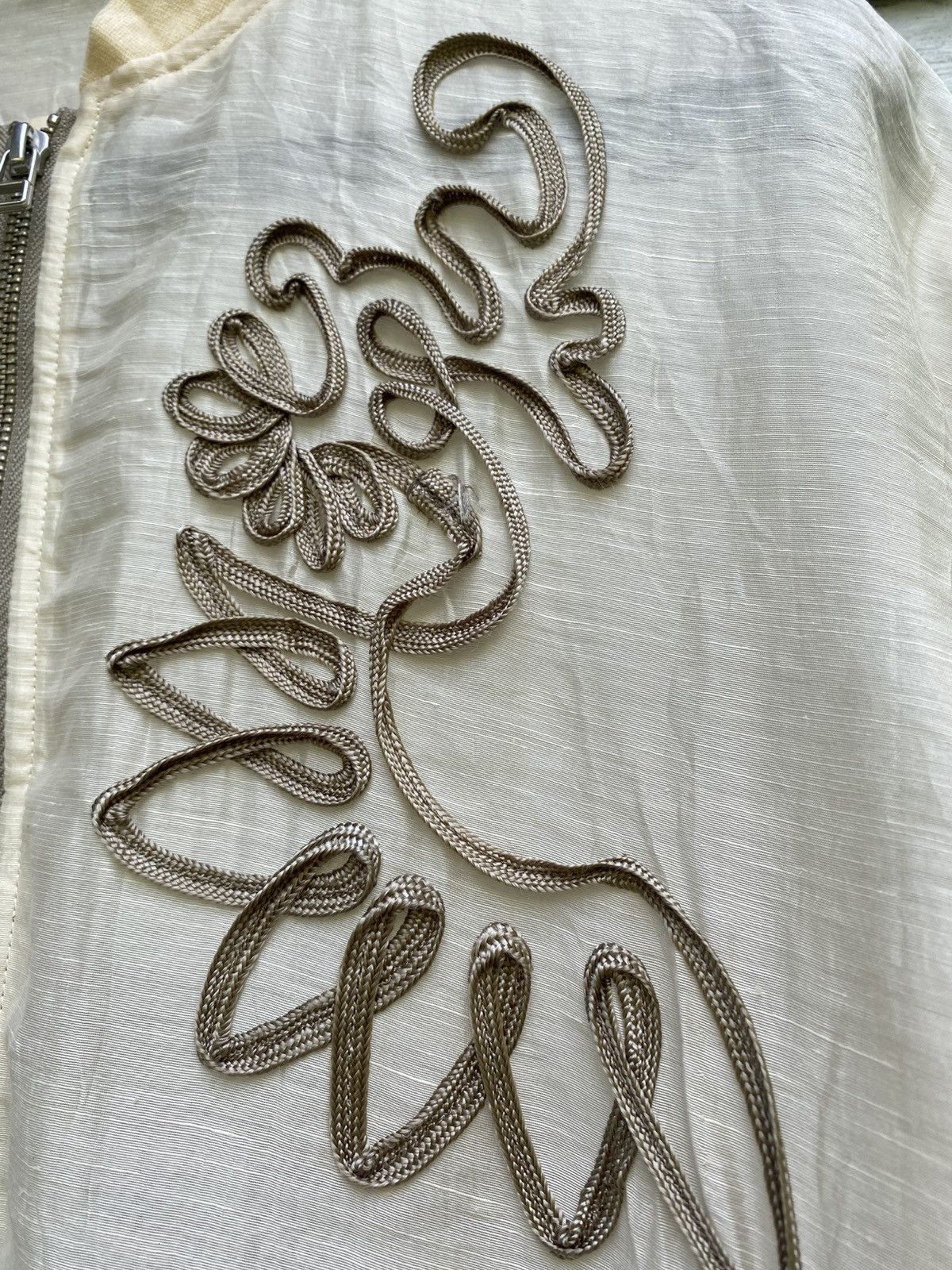 If Six Was Nine × Japanese Brand × Johnbull Woman John Bull Linen Cellulose Cropped Embroided Bomber Size L / US 10 / IT 46 - 4 Thumbnail