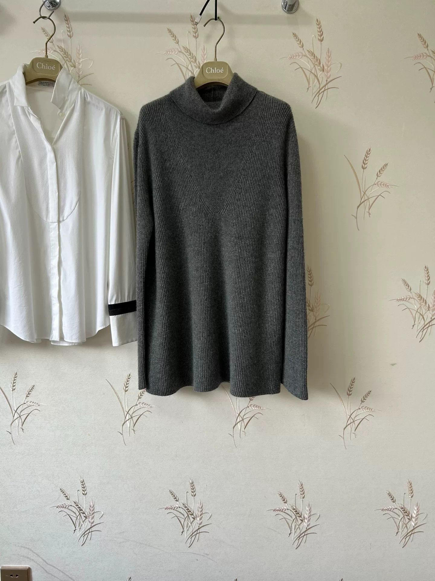 The Row The Row Gray Cashmere Turtleneck Dress Size US M / EU 48-50 / 2 - 1 Thumbnail