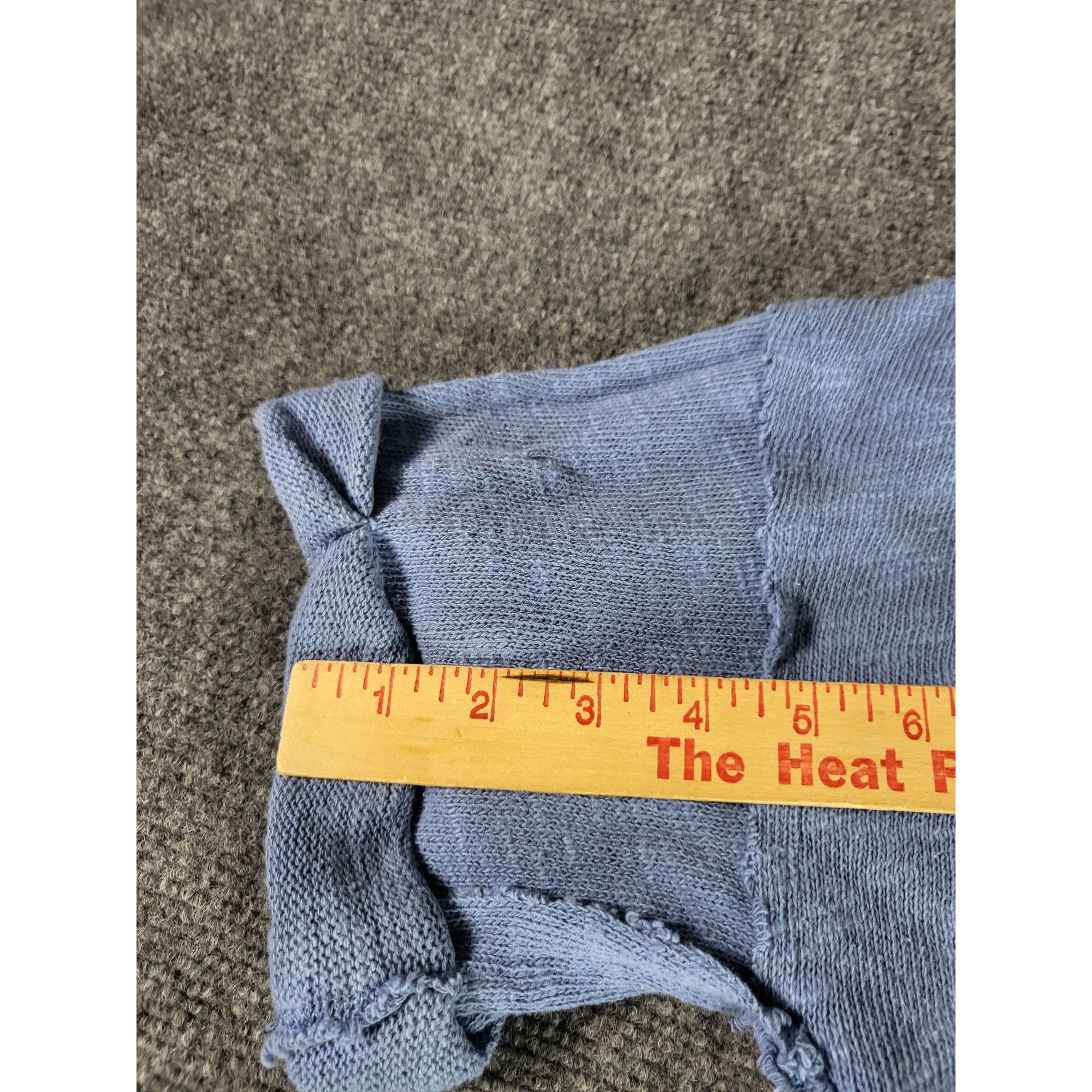 Free People We The Free Distressed Tight Knit Sweater Women Sz S Blue V Size S / US 4 / IT 40 - 4 Thumbnail