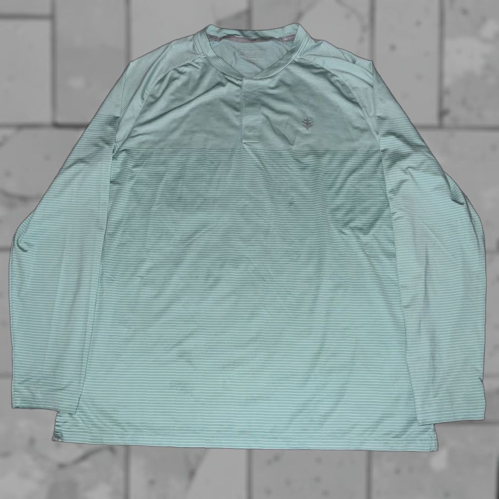 Vintage Coolibar Blue Longsleeve Henley Shirt Mens XL Size Blue Henley Long Sleeve T-Shirt Size US XL / EU 56 / 4 - 1 Thumbnail