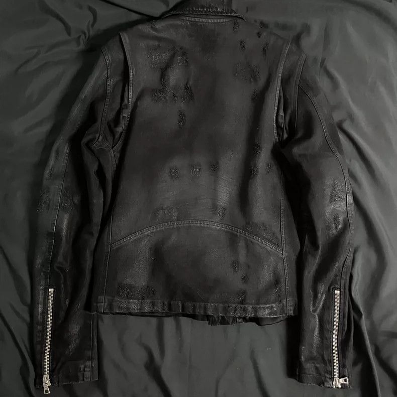 Amiri Amiri 16AW Black Suede Jacket waxed biker denim jacket Size US S / EU 44-46 / 1 - 2 Thumbnail