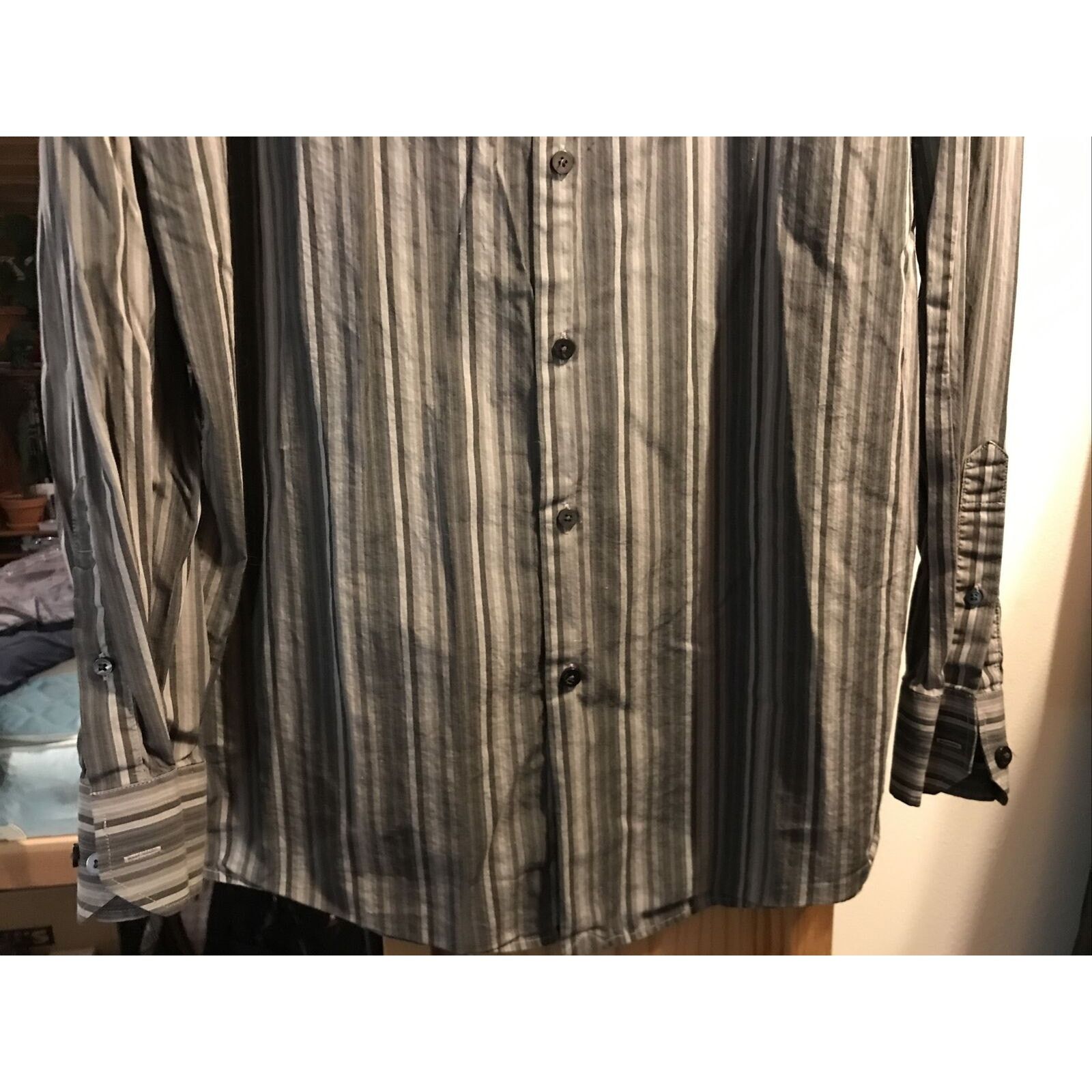 Murano Murano Modern Comfort XLA Men's XL LS Gray Striped Shirt Size US XL / EU 56 / 4 - 5 Thumbnail
