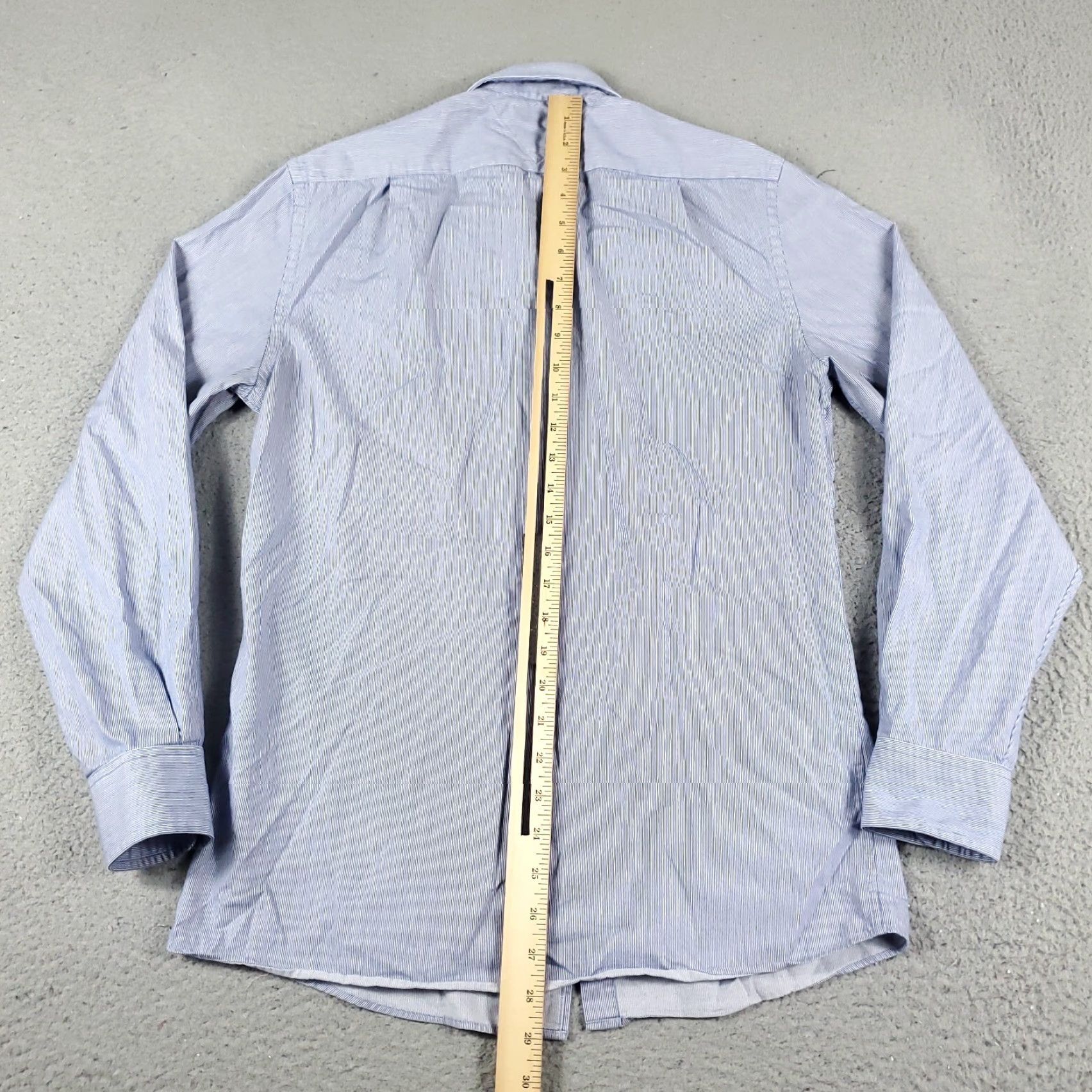 Tommy Hilfiger Tommy Hilfiger Shirt Mens 14.5 Blue Dress Button Up Long Sleeve Regular Cotton Button-Front Collar Shirt 90s Modern Preppy Wedding Workwear Mens Size 36R - 4 Thumbnail