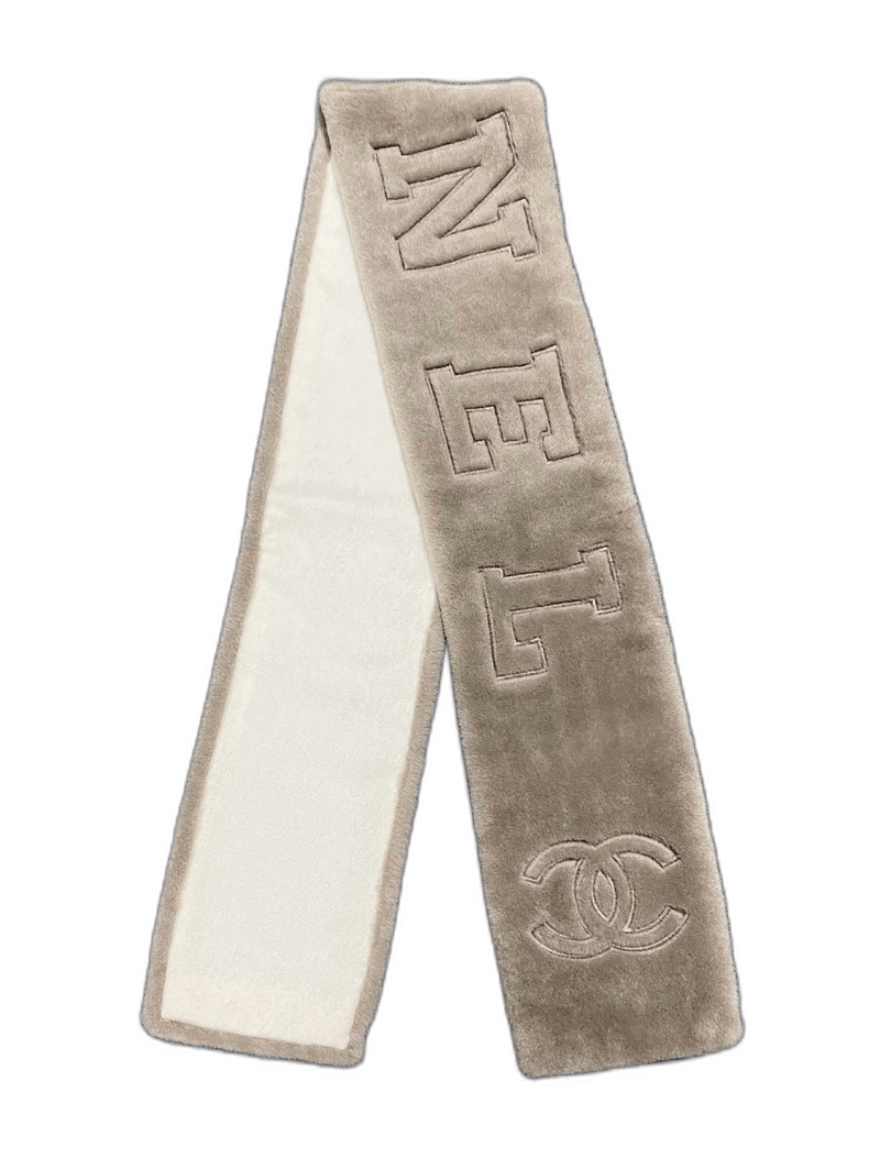 Chanel Logo Cashmere Scarf in Gray -2505