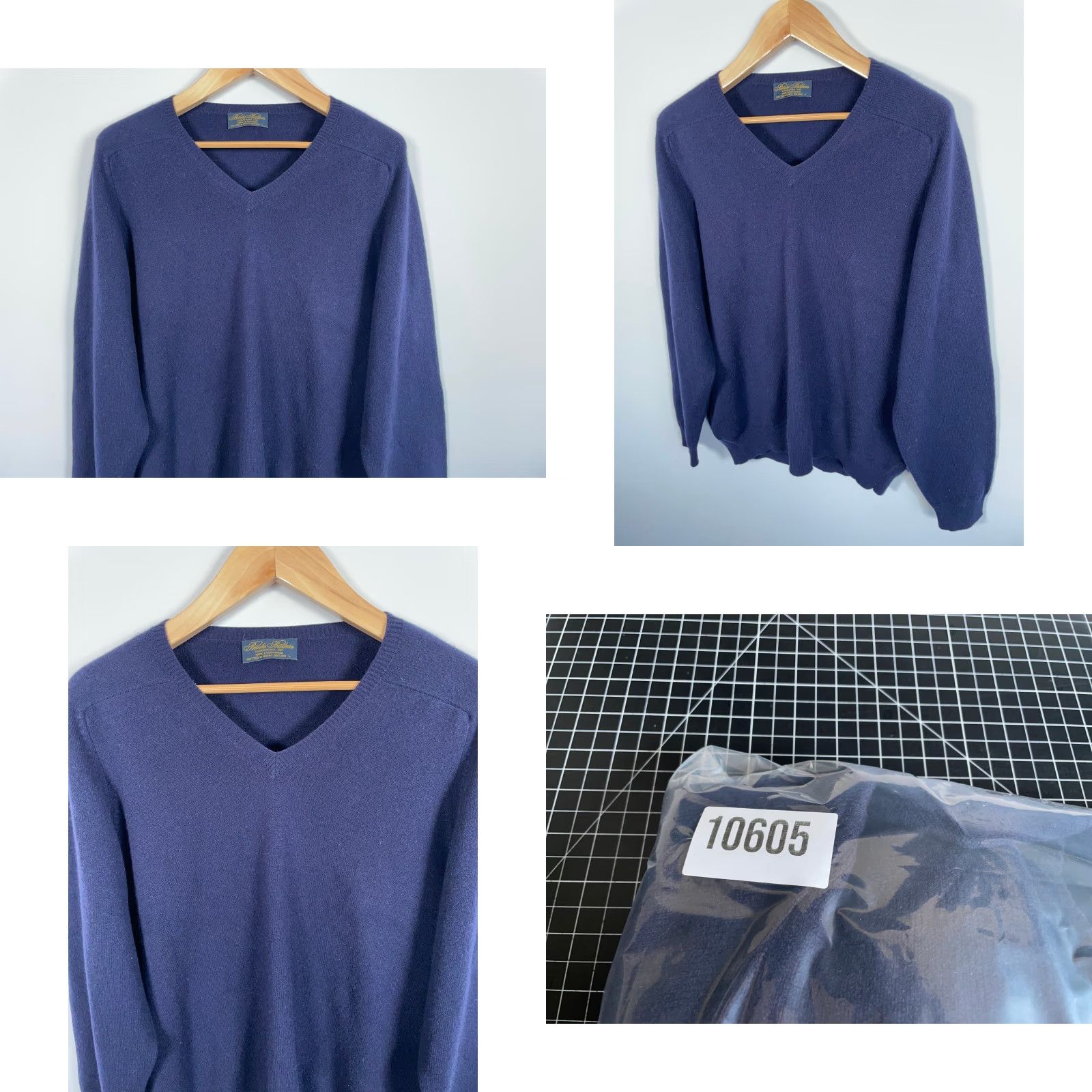 Brooks Brothers VINTAGE Brooks Brothers Wool Sweater Men Large V-Neck Blue Wool Pullover 80s Preppy UK Size US L / EU 52-54 / 3 - 9 Thumbnail