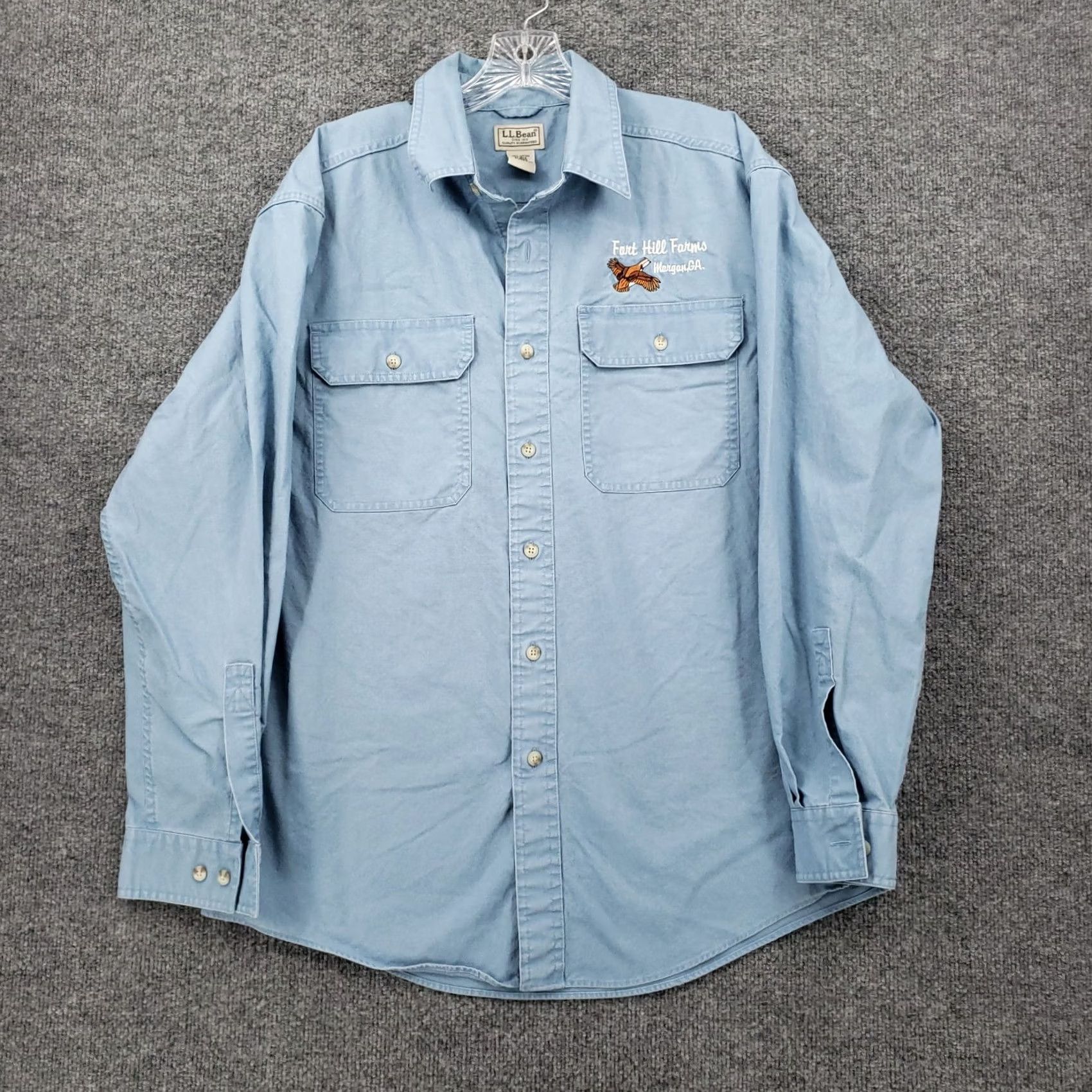 Vintage L.L. Bean Button-Up Shirt Mens M Blue Front Hill Farms Long Sleeve Collared Size US M / EU 48-50 / 2 - 2 Thumbnail