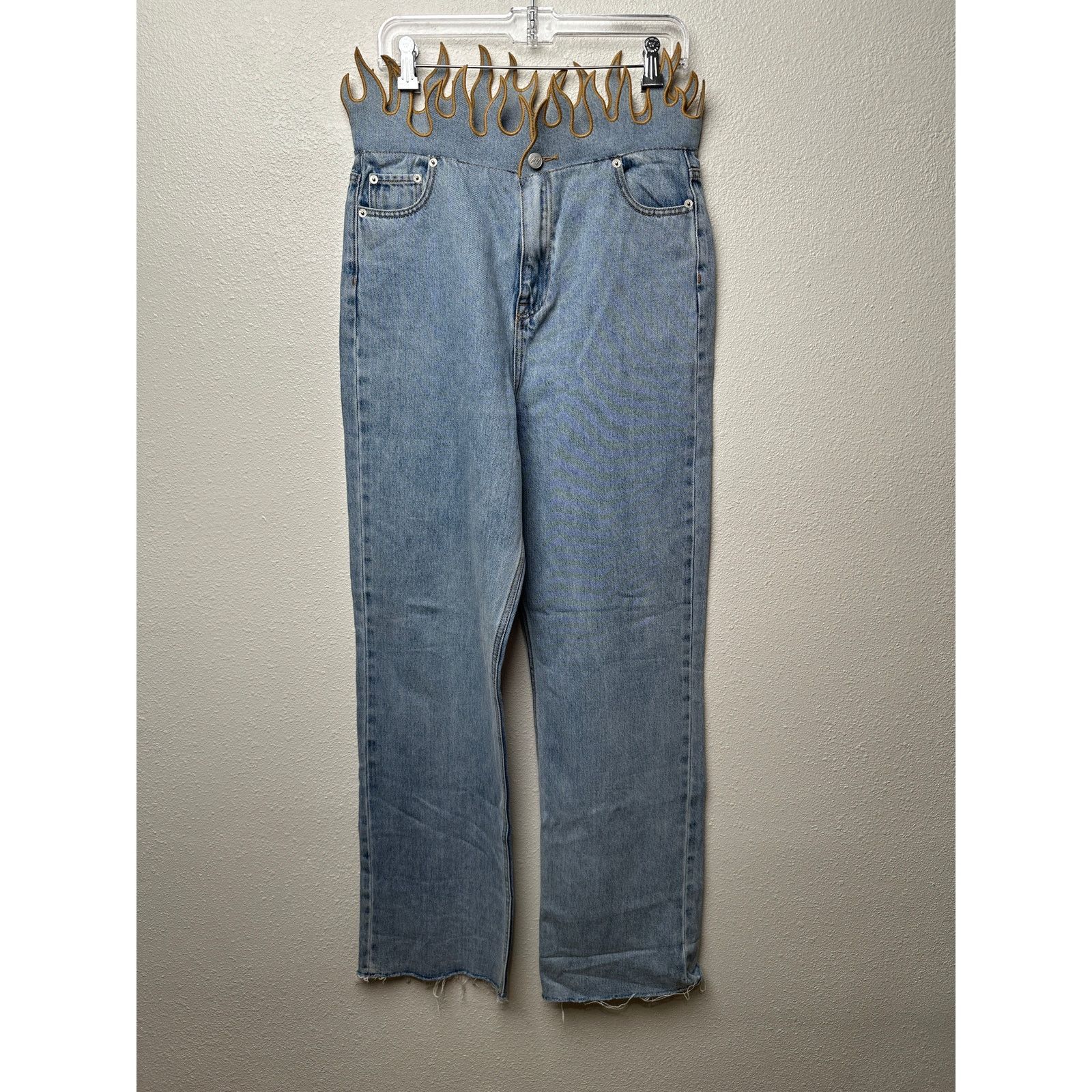 Other FUCKBOY MENTALITY Hot Flame Day Jeans Light Wash Gold 36x32 Size US 36 / EU 52 - 2 Thumbnail