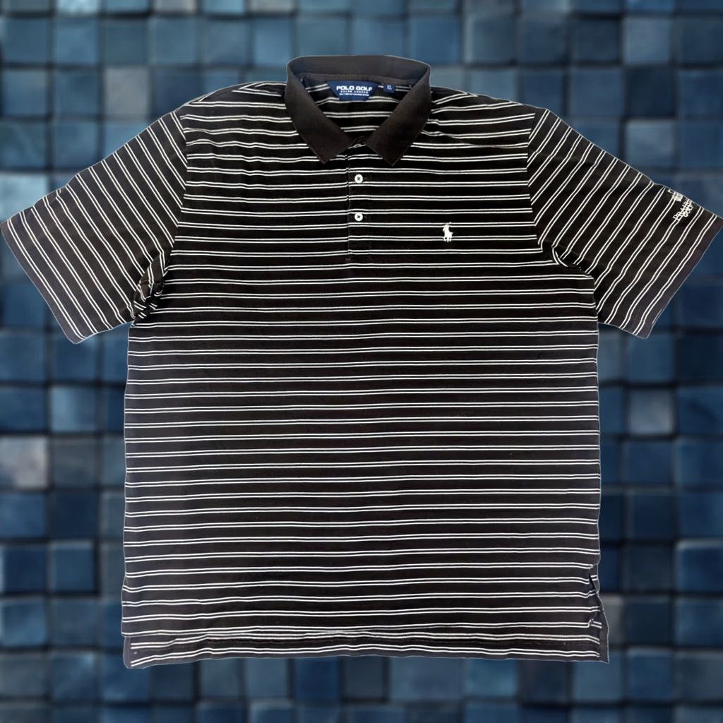 Polo Ralph Lauren VINTAGE Polo Ralph Lauren Polo Golf Brown White Stripe Polo Shirt XL Men Short Sleeve Size US XL / EU 56 / 4 - 1 Thumbnail