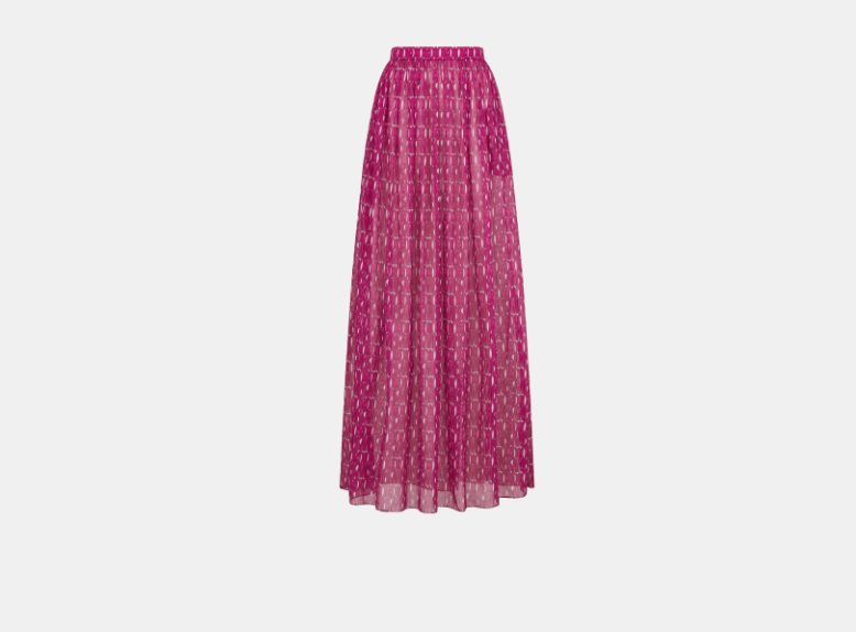 Dior o1w1db11225 451J64 Long Pleated Skirt in Fuchsia/White Size 25" / US 0 / IT 36 - 1 Thumbnail