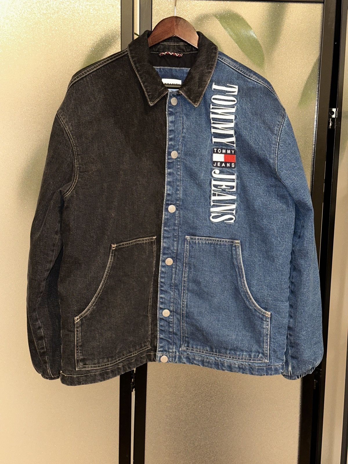 Tommy Hilfiger VTG 90s Y2K HILFIGER Tommy Jeans Split Denim Coach Jacket SM Size US S / EU 44-46 / 1 - 1 Thumbnail