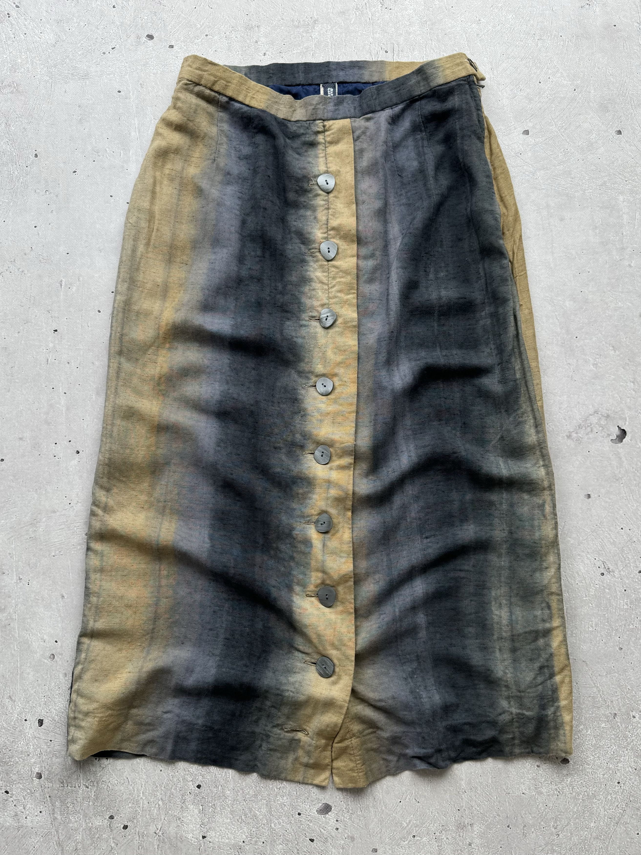 Jean Paul Gaultier Jean Paul Gaultier Vintage Linen Gradient Midi Skirt Size 27" / US 4 / IT 40 - 1 Thumbnail