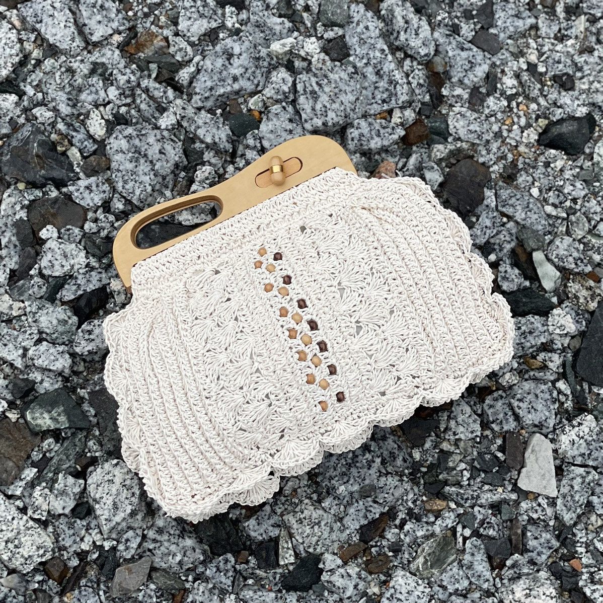 Craftsman Crochet Straw Clutch With Wood Handle Size ONE SIZE - 2 Thumbnail