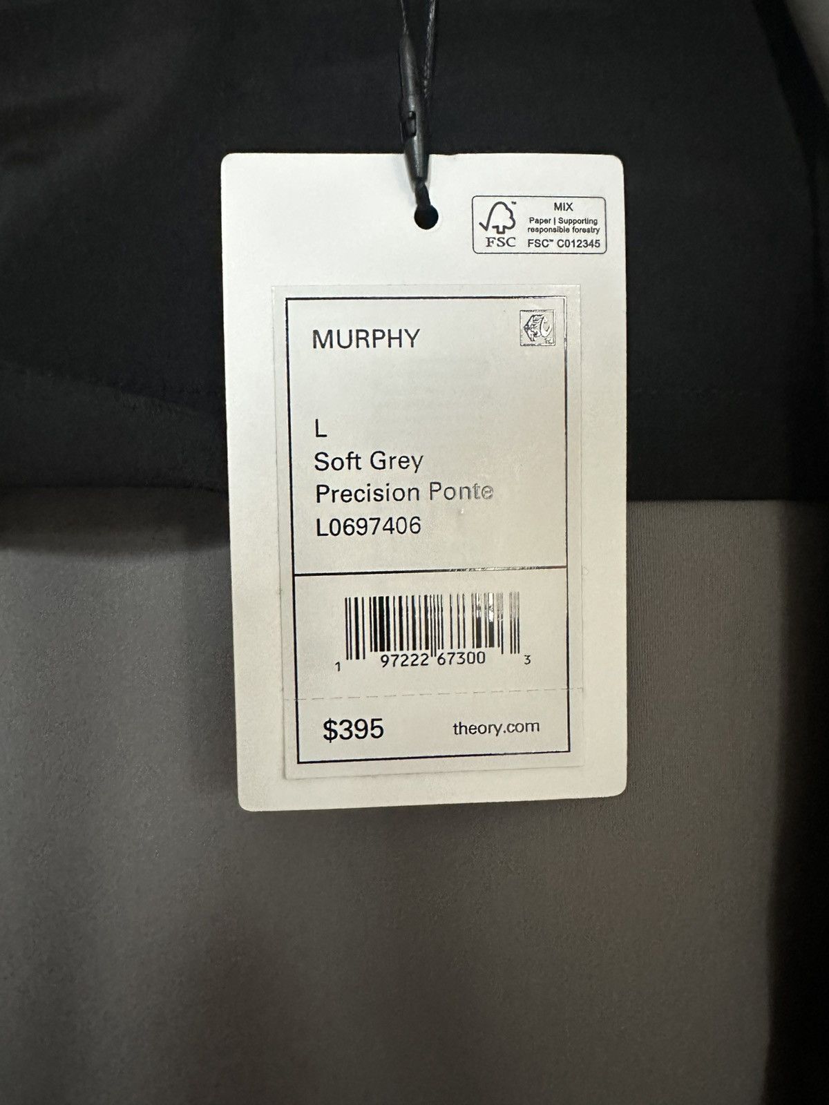 Theory Theory Mens Murphy Precision Ponte Soft Grey Size Large Size US L / EU 52-54 / 3 - 5 Thumbnail