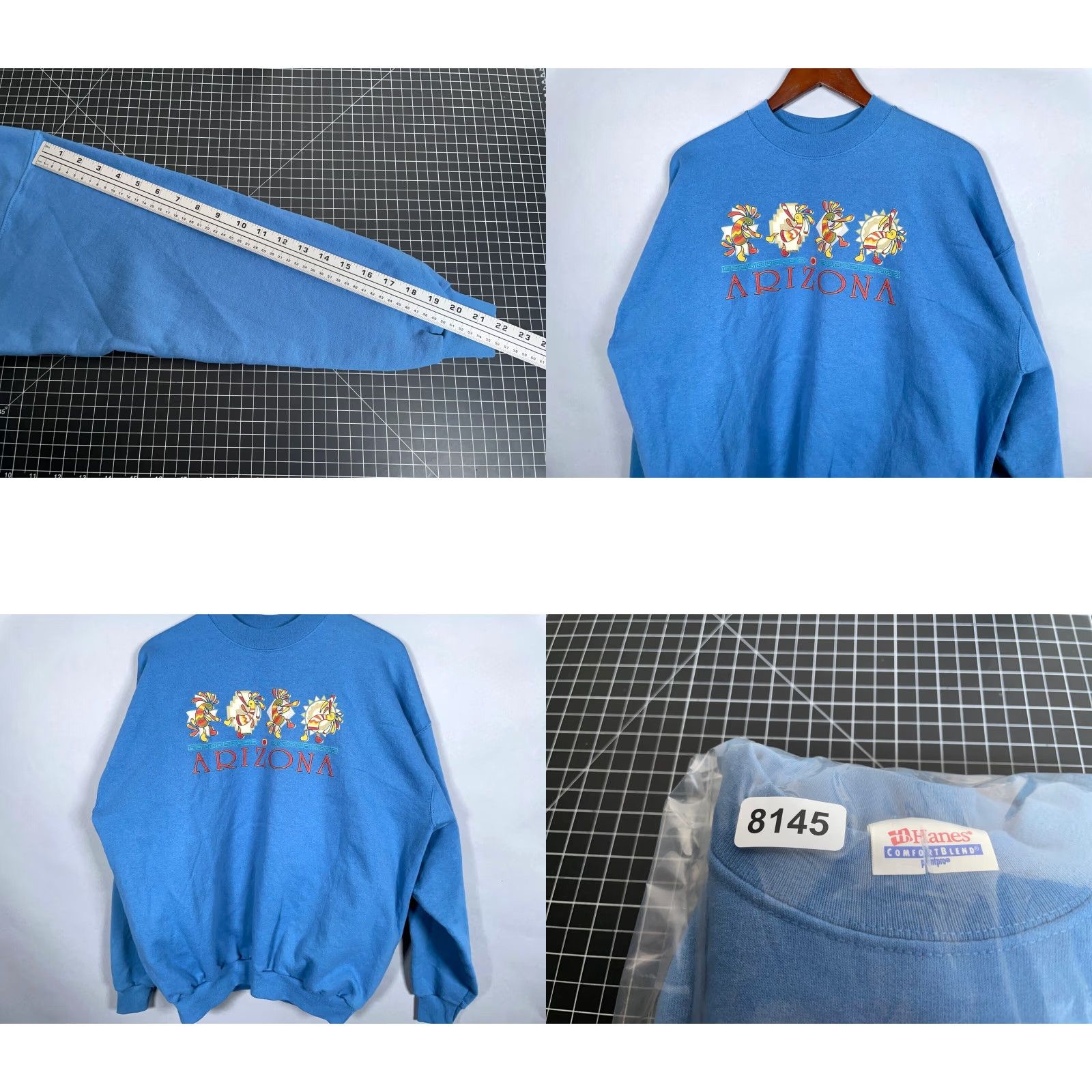 Hanes VTG Yes Arizona Kokopelli Print Sweatshirt Hanes XL Blue Crewneck Tribal Art Size US XL / EU 56 / 4 - 8 Thumbnail