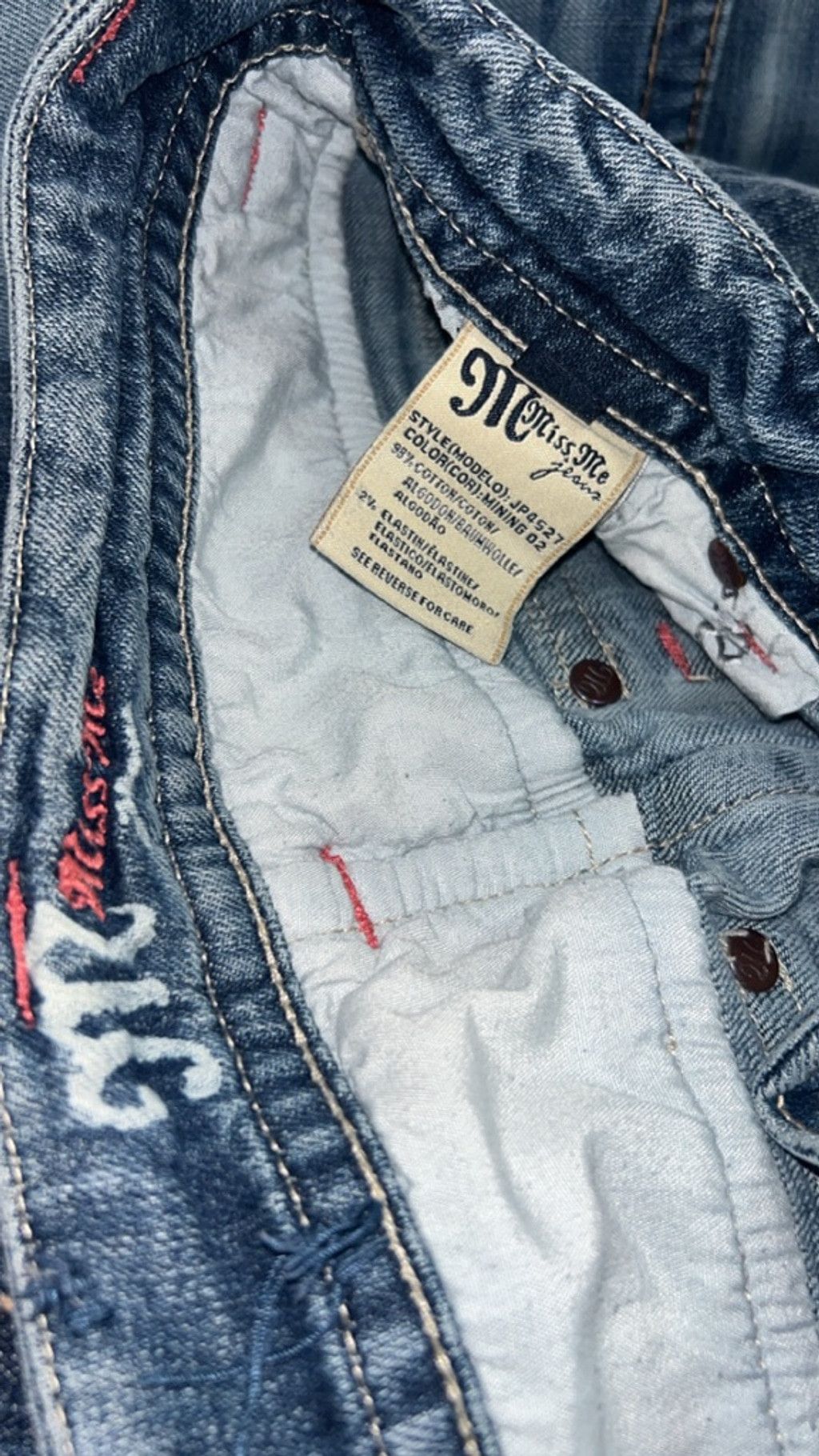 Miss Me Women's Miss Me Boot Cut Jeans 26 Blue Pink Size 26" / US 2 / IT 38 - 6 Thumbnail