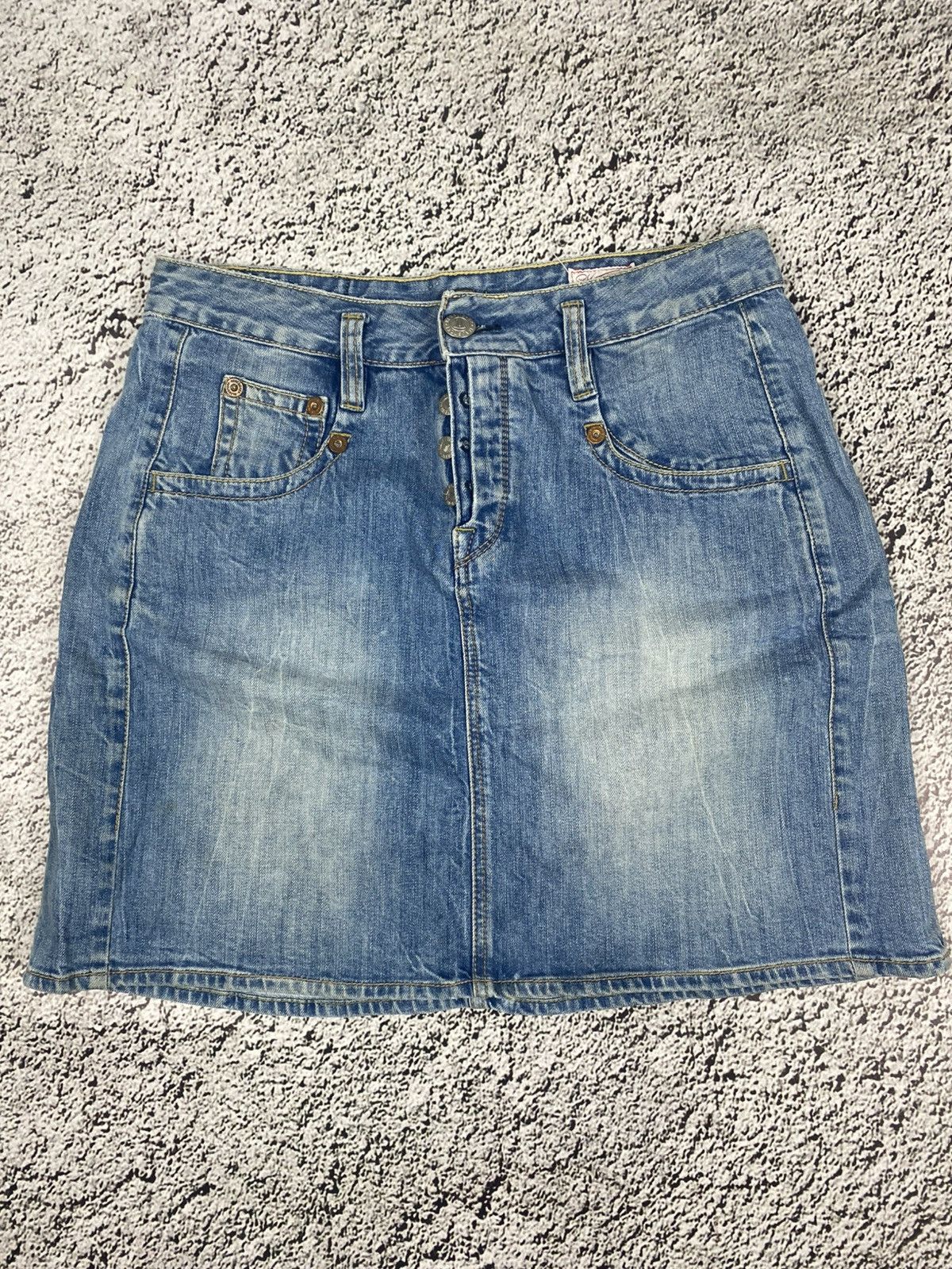 Vintage Vintage Y2K faded denim mini skirt 00s juicy style 26 Size 28" / US 6 / IT 42 - 1 Thumbnail