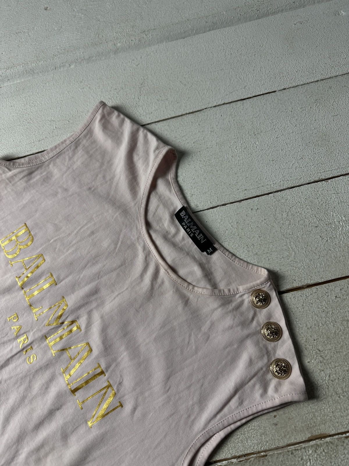 Balmain 🚨VINTAGE BALMAIN TANK TOP GOLD BUTTON LOGO Y2k OPIUM Size M / US 6-8 / IT 42-44 - 2 Thumbnail