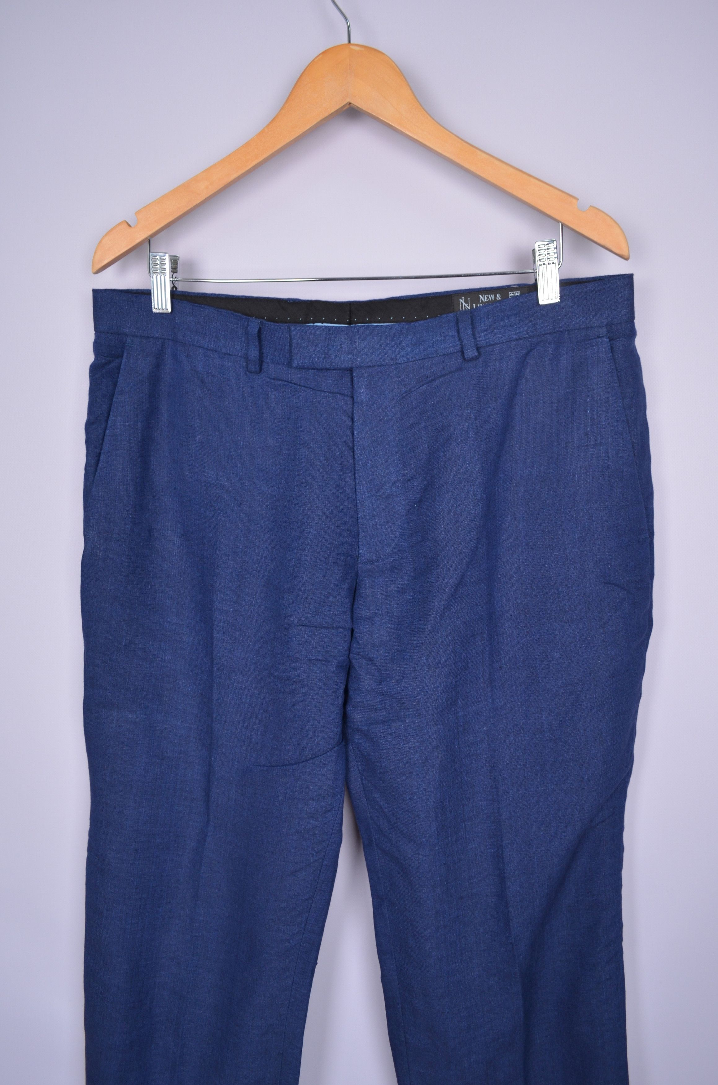 Designer × New & Lingwood New & Lingwood Navy Pleated Linen Pants Trousers W34 L32 Size US 34 / EU 50 - 2 Thumbnail