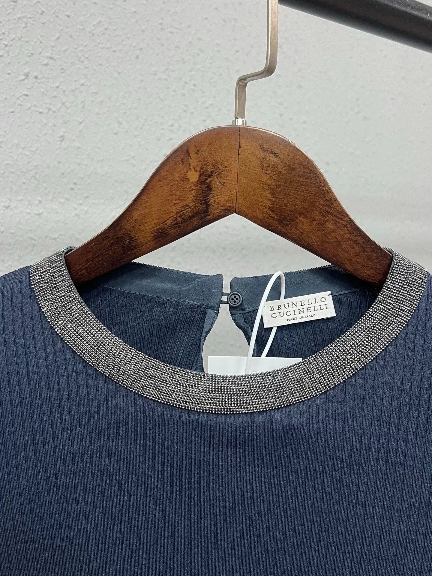 Brunello Cucinelli Brunello Cucinelli Dark Blue Beaded Knit Top Size US S / EU 44-46 / 1 - 3 Thumbnail