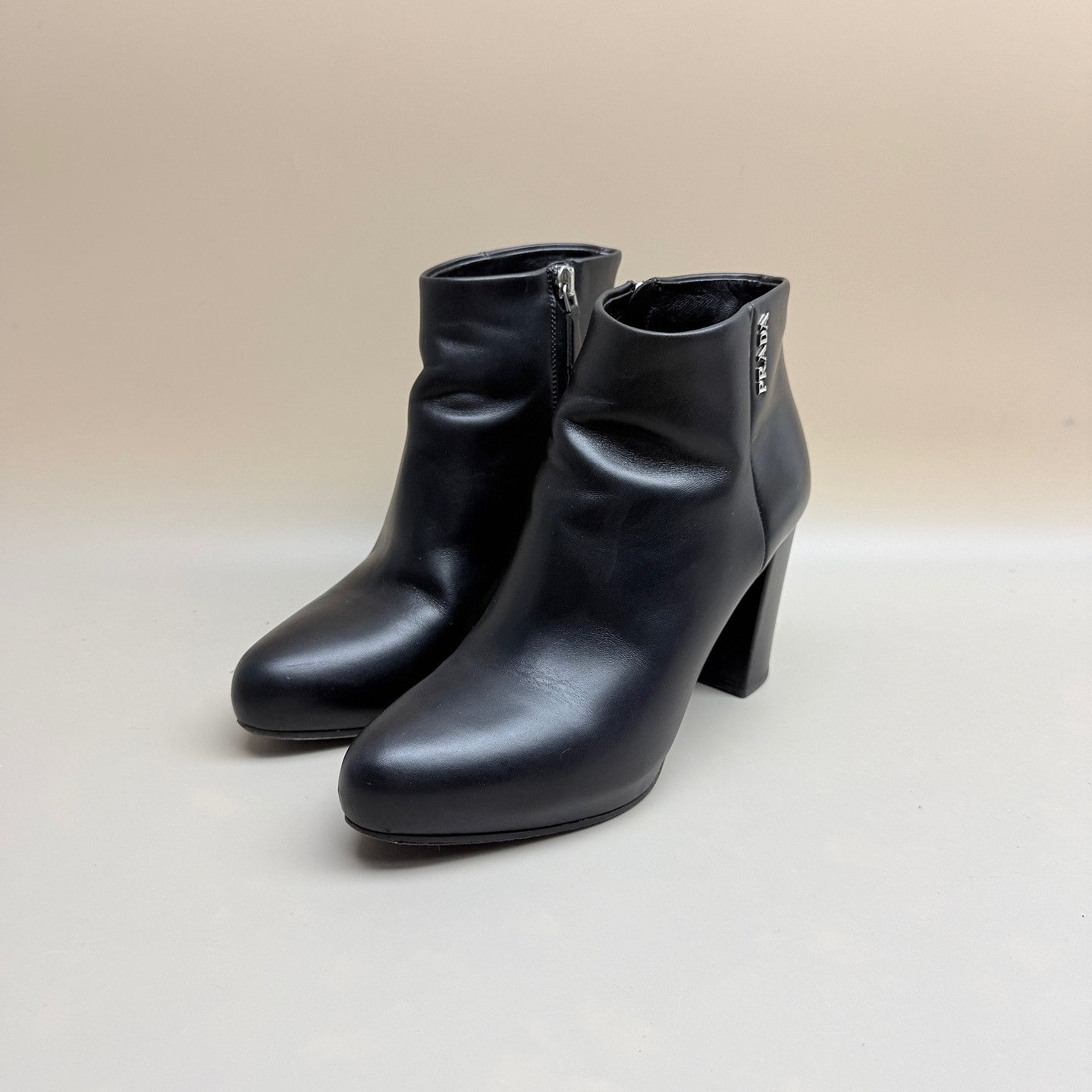 Prada Prada Logo Leather Ankle Boots Size 37.5 Size US 7.5 / IT 37.5 - 1 Thumbnail