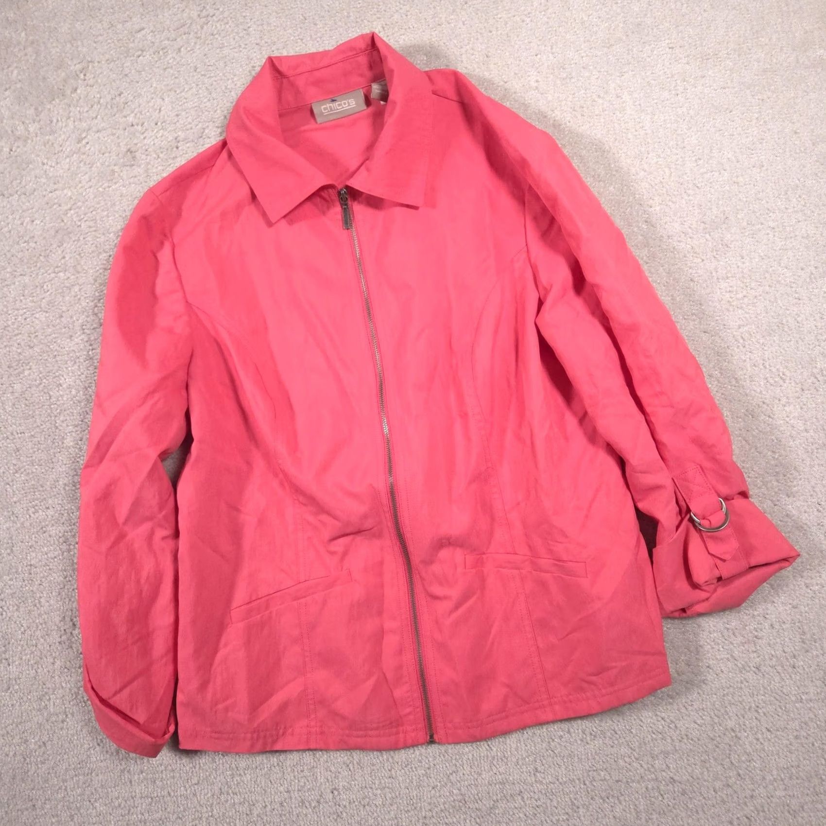 Vintage VINTAGE Chico's Jacket Womens 1 Pink Lightweight Microfiber Full Zip Collar Pockets Size XS / US 0-2 / IT 36-38 - 3 Thumbnail