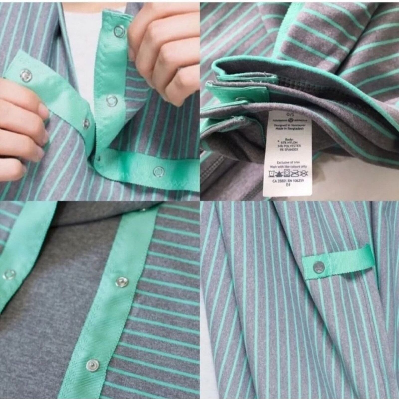 Lululemon Lululemon Vinyasa Scarf Wrap Gray Mint Green Stripes Snaps Size ONE SIZE - 3 Thumbnail