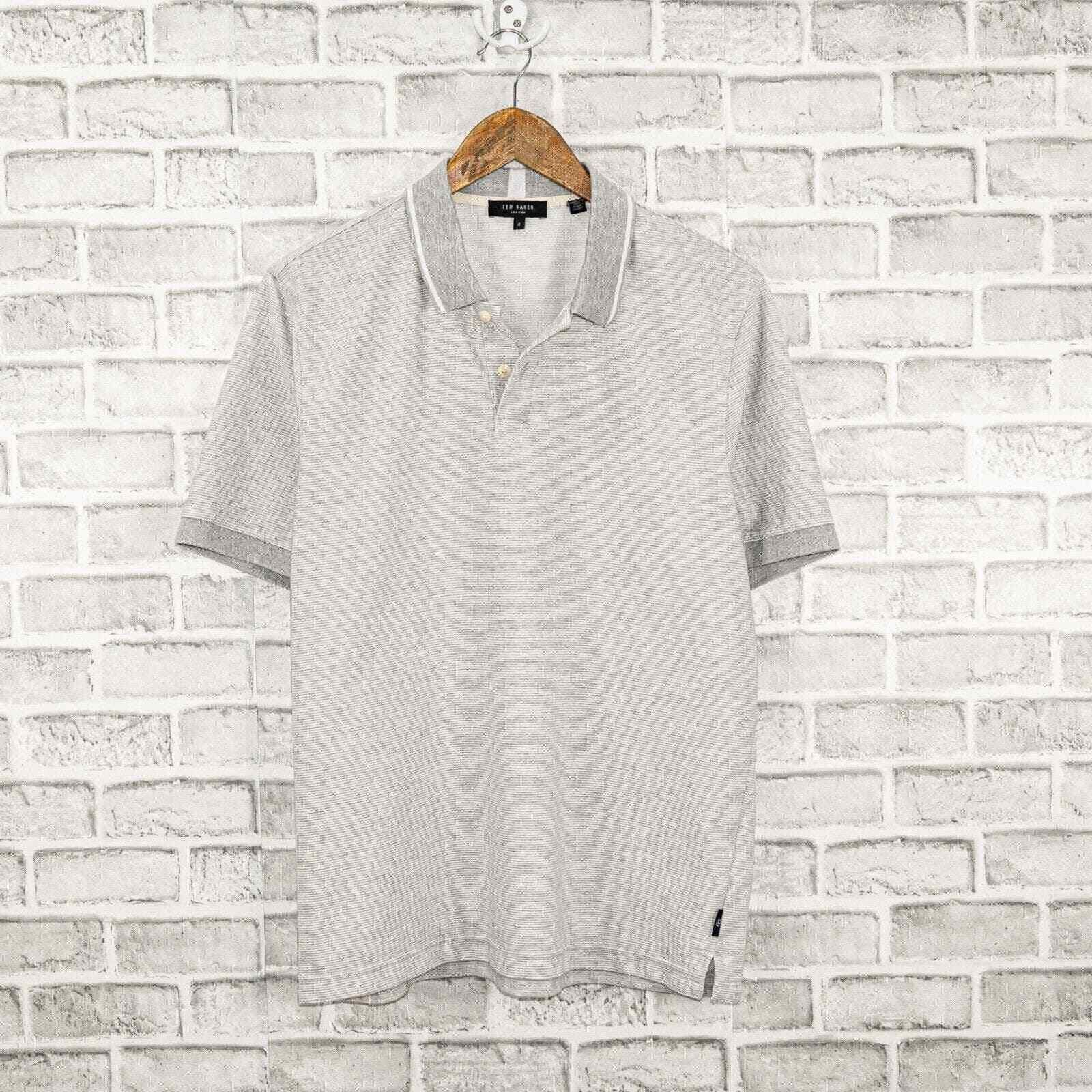 Ted Baker Ted Baker Ellerby Stripe Polo Shirt Short Sleeve light gray Size US L / EU 52-54 / 3 - 2 Thumbnail